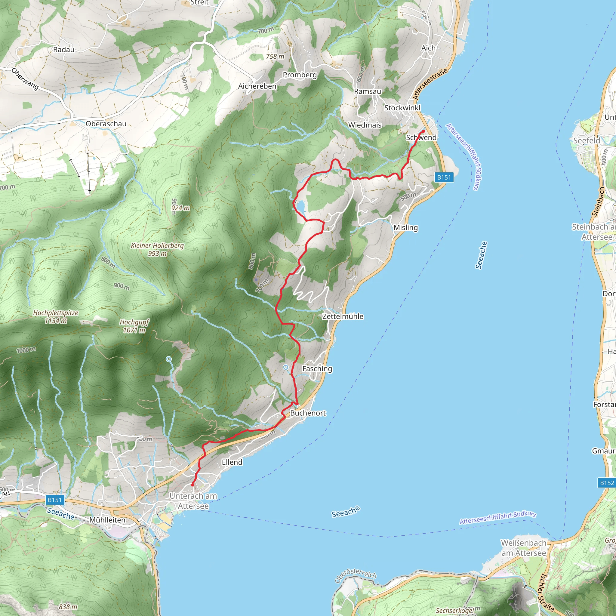 Unterach - Egelsee - Stockwinkl mobile static map