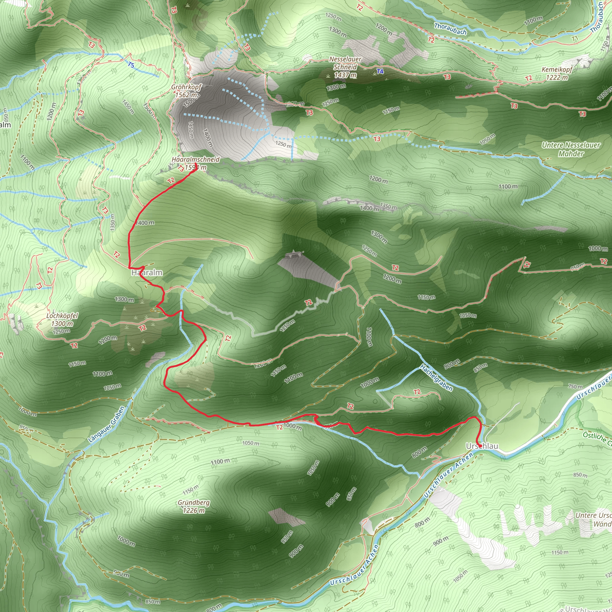 Haaralmschneid Peak Walk via Rundweg Grundberg mobile static map