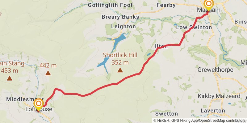Kirkby Stephen to Masham via Six Dales Way stage 5 Map