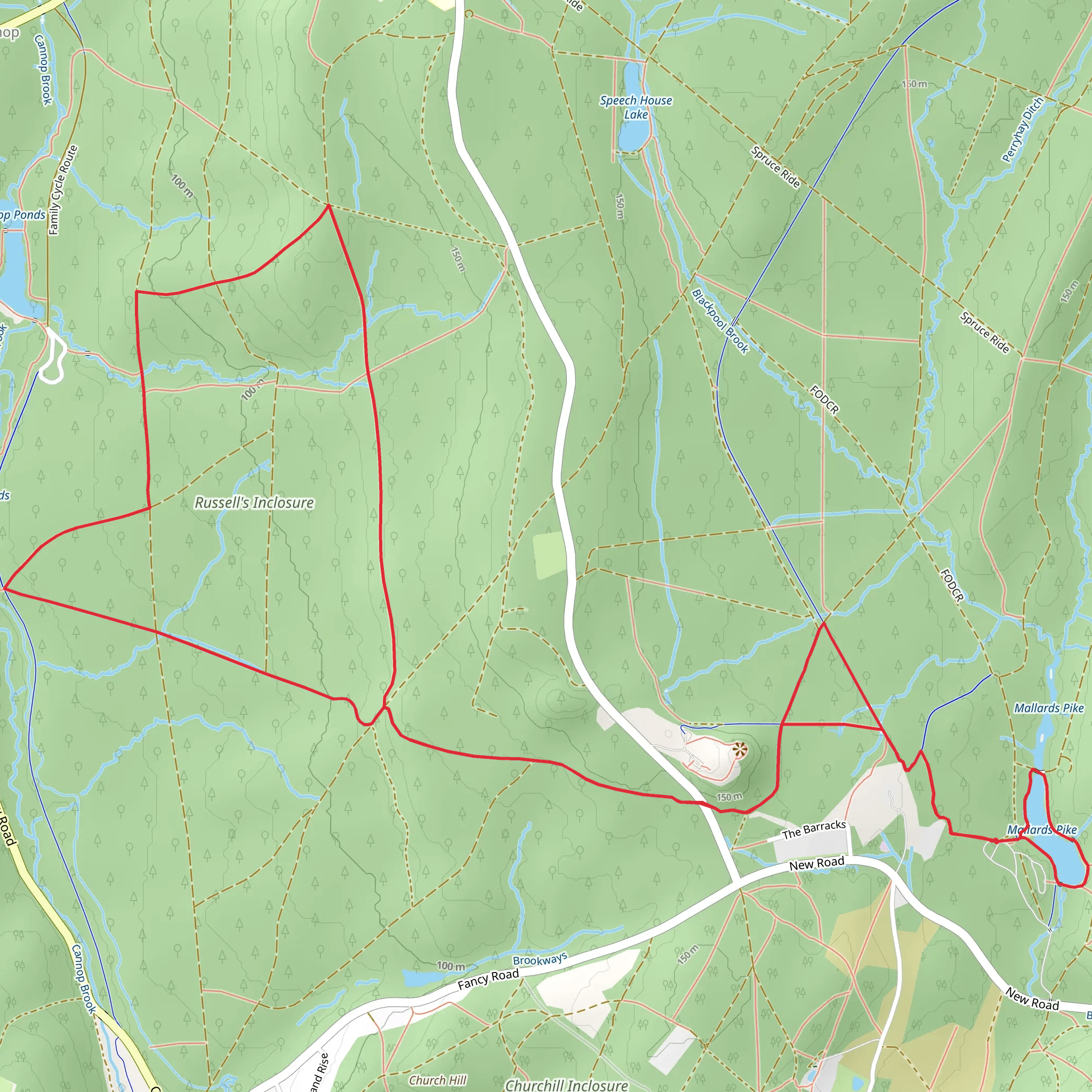 Mallards Pike and Russell's Inclosure Loop mobile static map