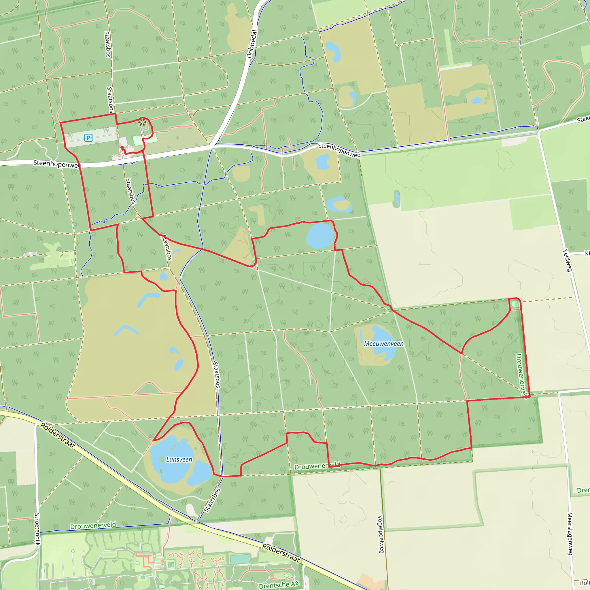 Houtvester Kuhnhuis, Lunsveen and Vrakselbergjes Loop mobile static map