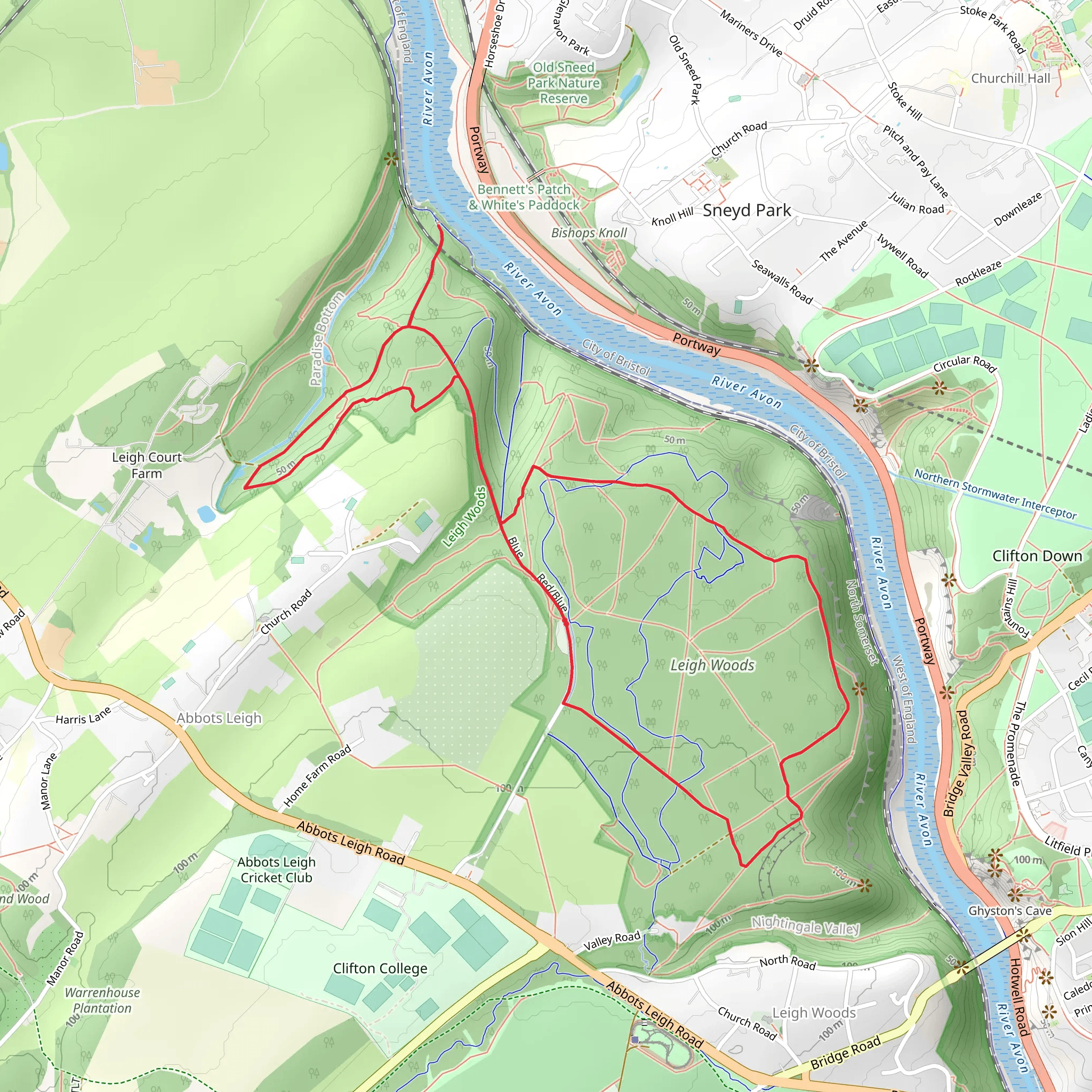 Leigh Woods Walk mobile static map