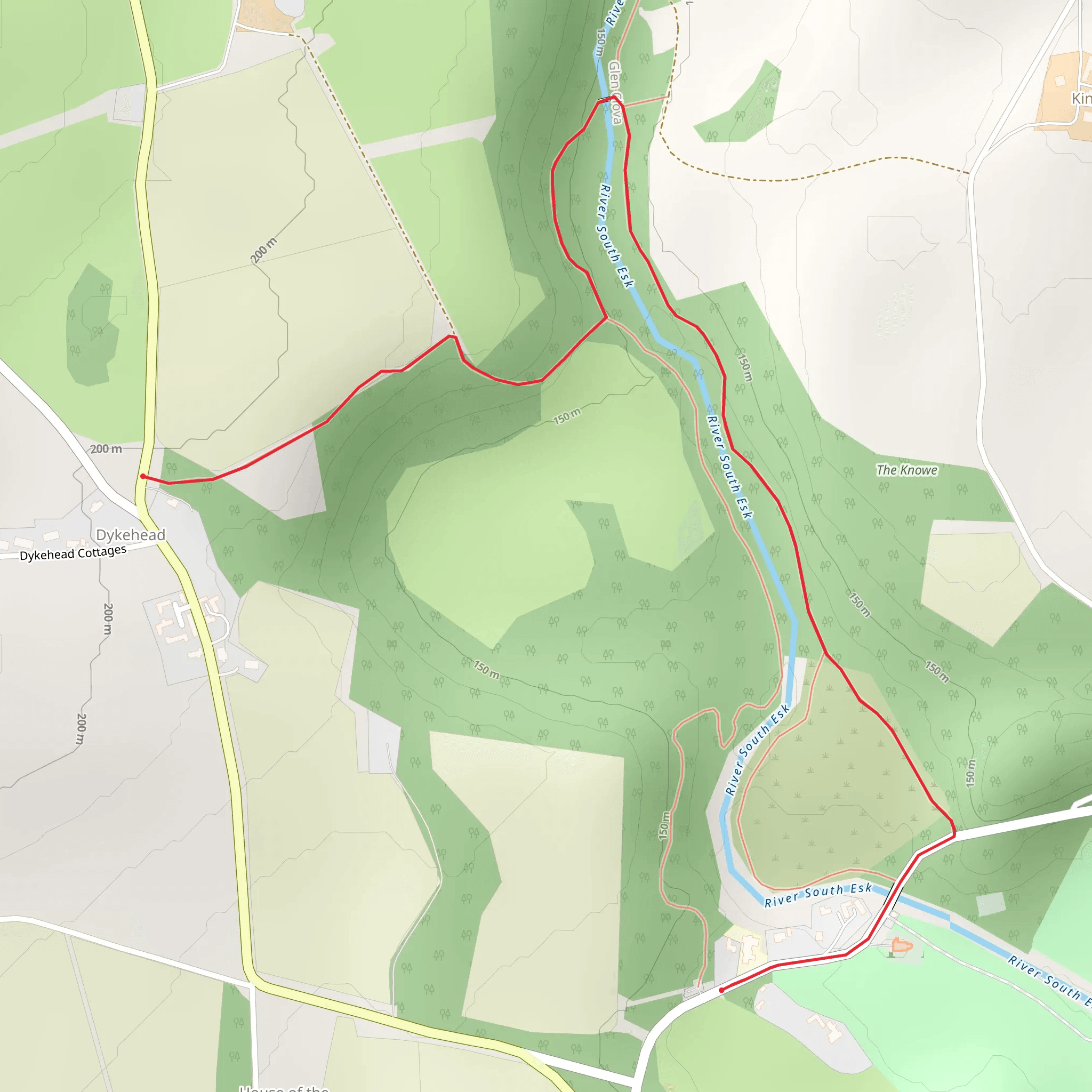 Glen Clova Path - River Esk and Sawmill Walk mobile static map