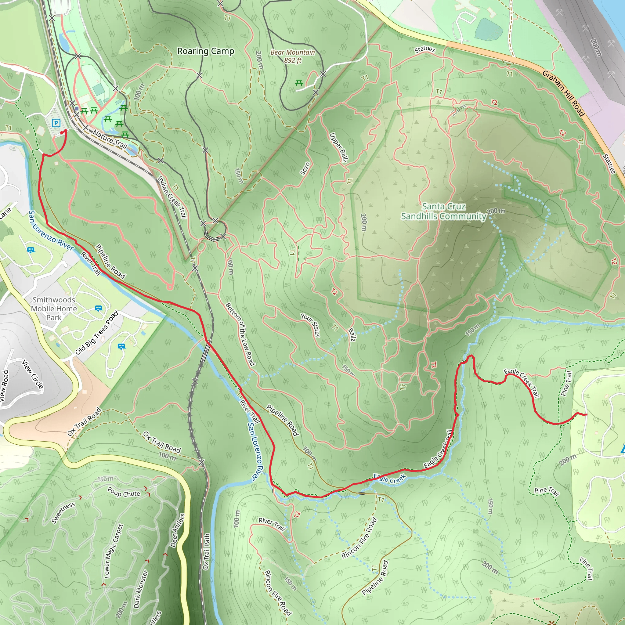 River Trail Pedestrian and Eagle Creek Trail mobile static map