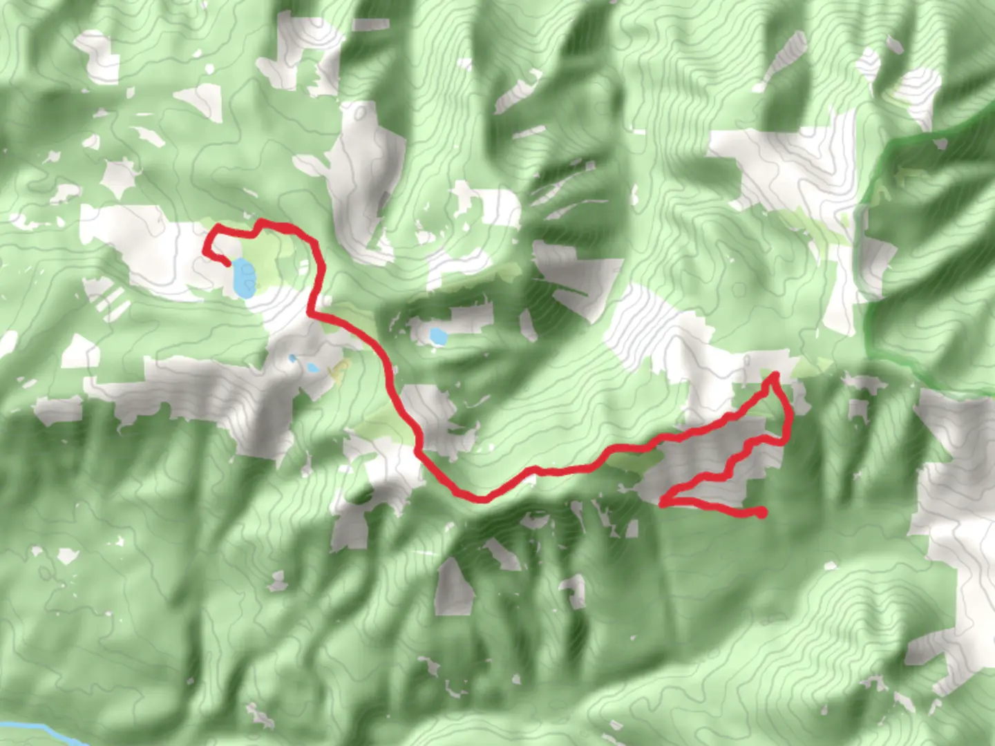 An image depicting the trail Mule Mountain via Blair Lake Trail and its surrounding area.