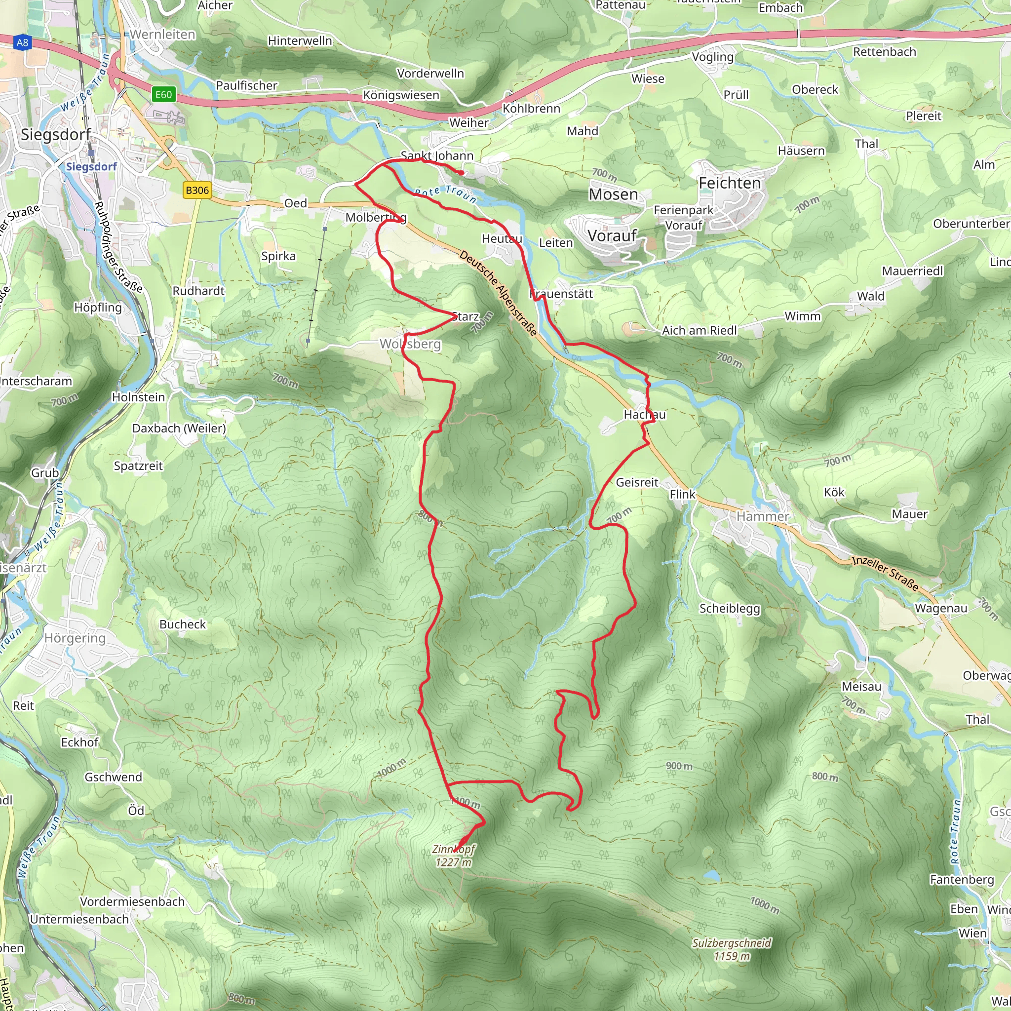 Sankt Johann and Zinnkopf Loop mobile static map