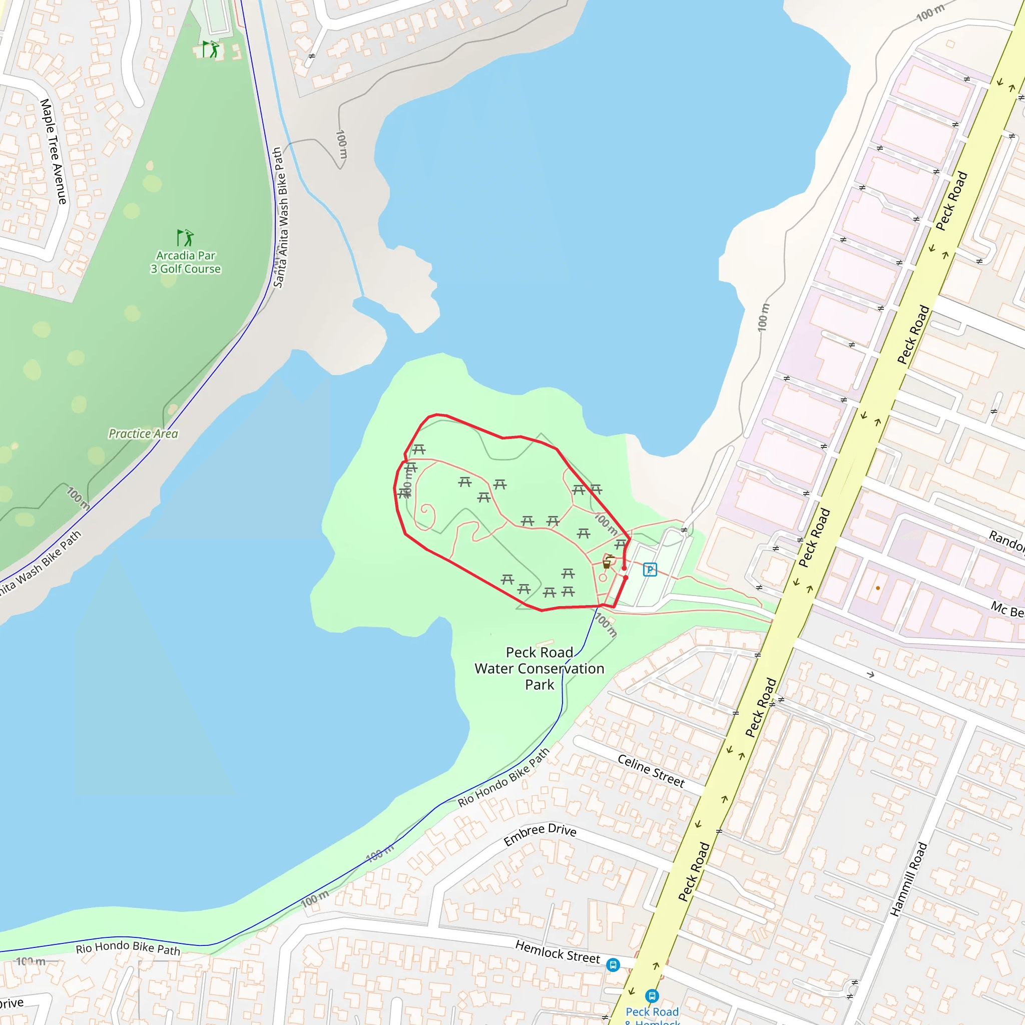 Peck Road Park Service Road Loop mobile static map
