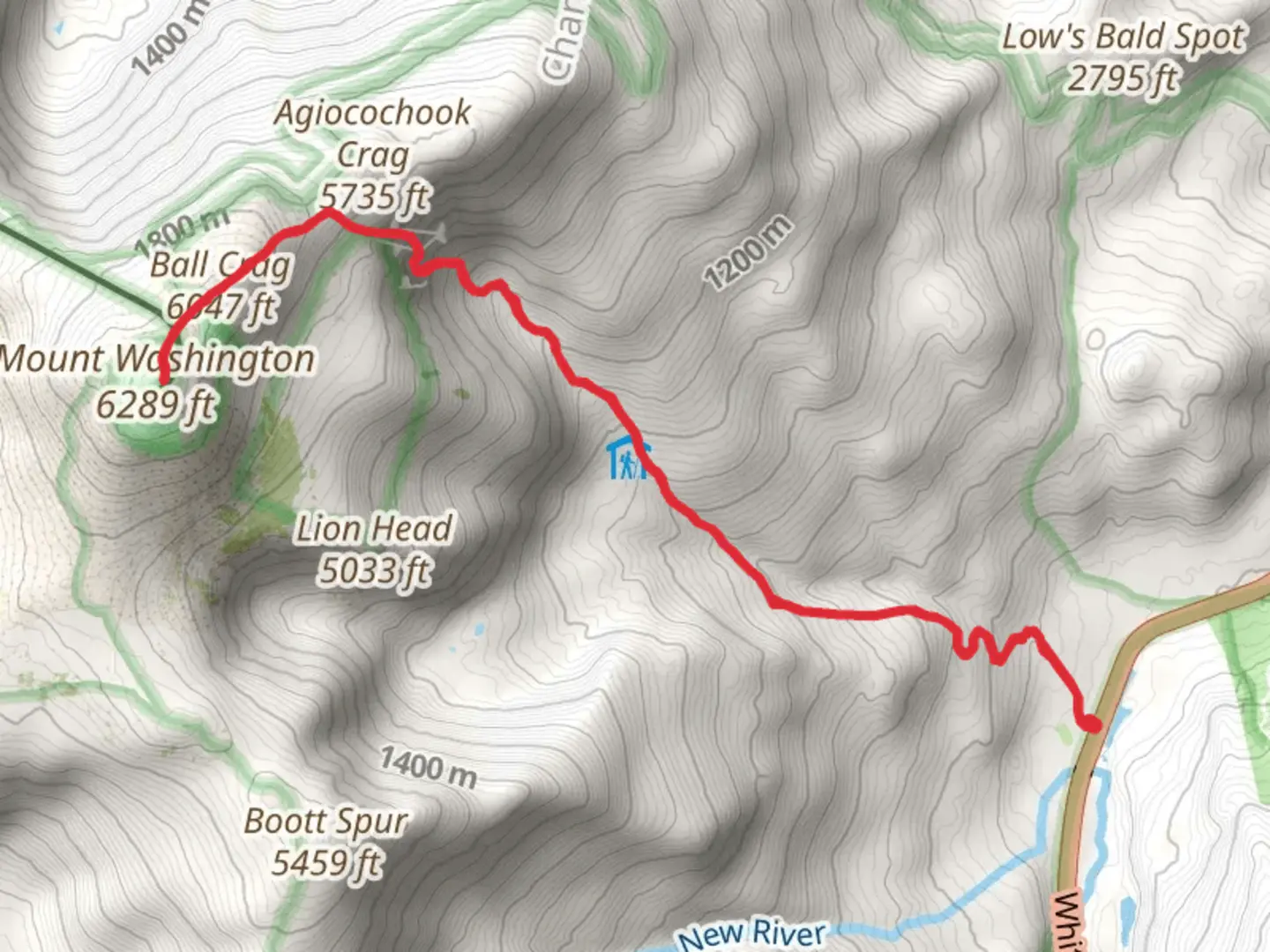 An image depicting the trail White Mountains via Hungtington Ravine Trail and its surrounding area.