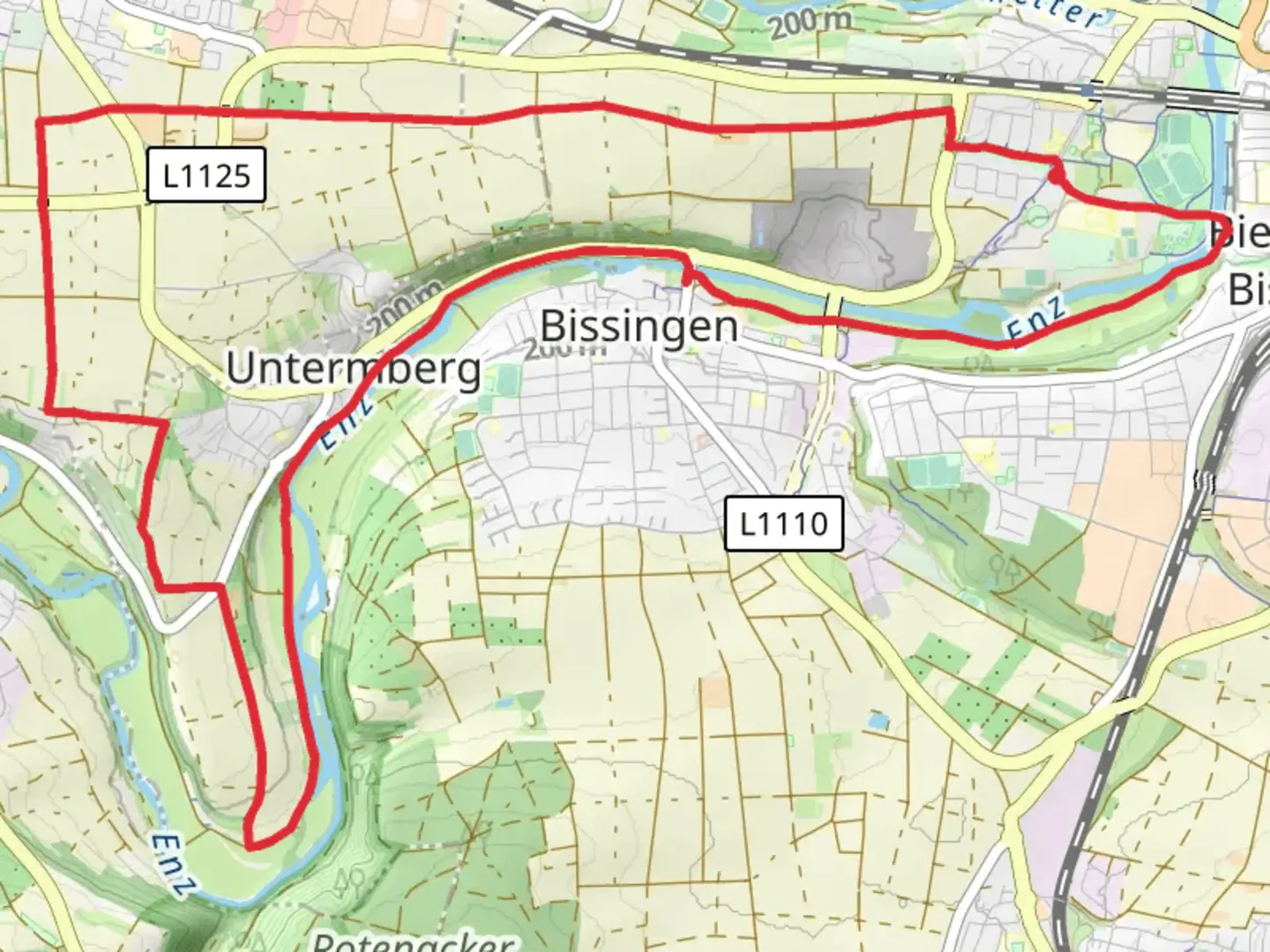 An image depicting the trail Enz via Enztal and Rundwanderweg 2 and its surrounding area.