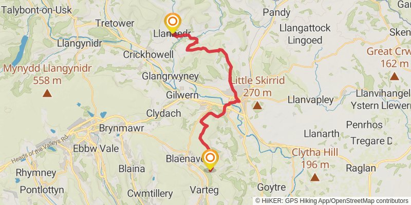 Bristol to Brecon Walk stage 5 Map