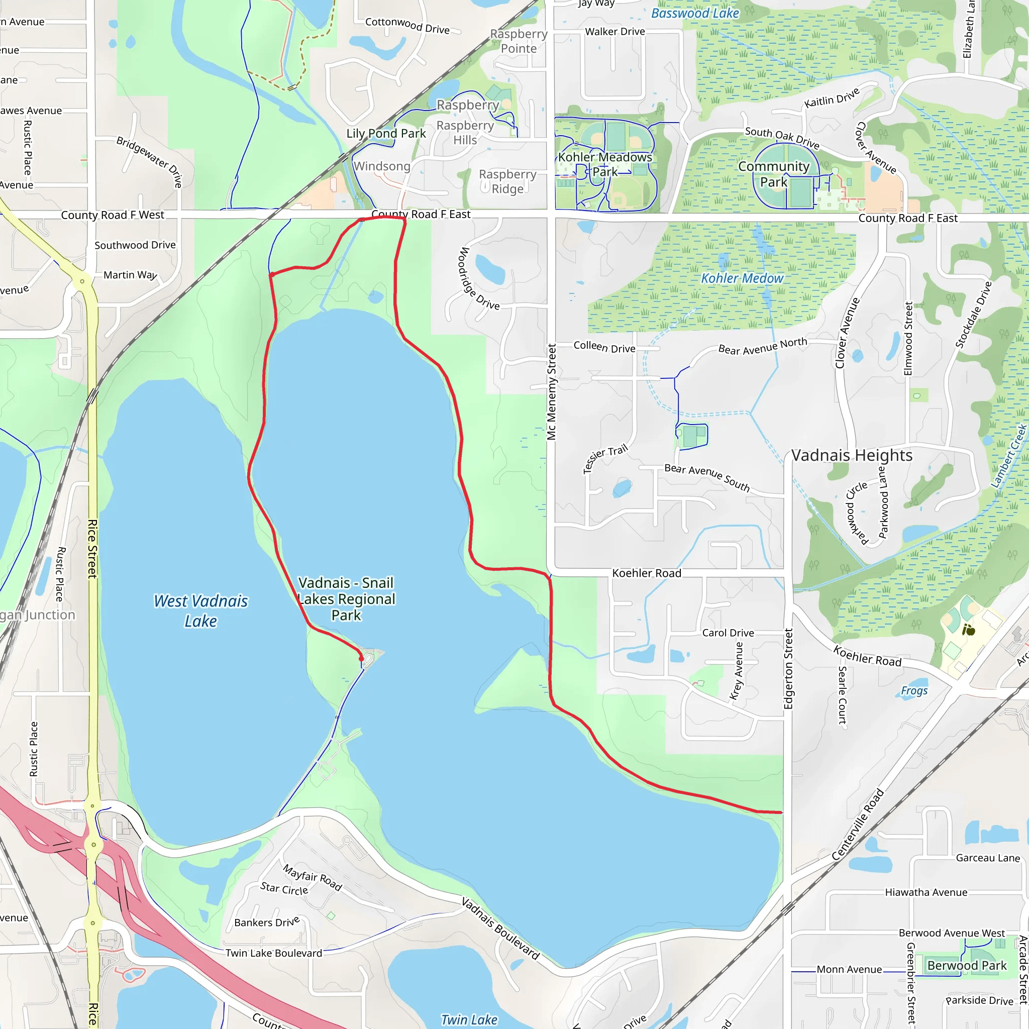 East Vadnais Lake Shore Walk mobile static map