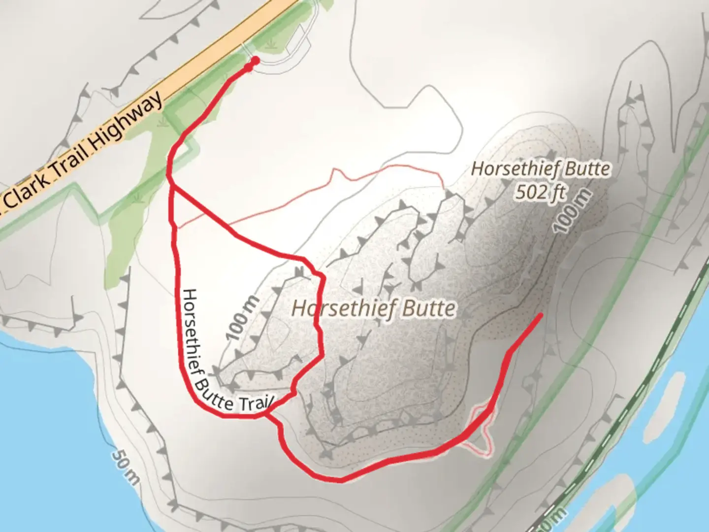 An image depicting the trail Horsethief Butte Loop Trail and its surrounding area.