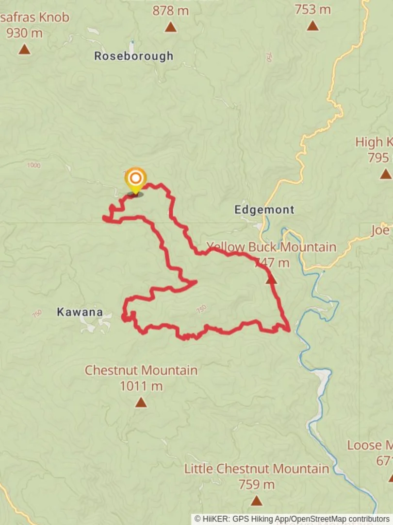 An image depicting the trail North Harper Shortcut, Raider Camp Trail and Yellow Buck Mountain Loop and its surrounding area.