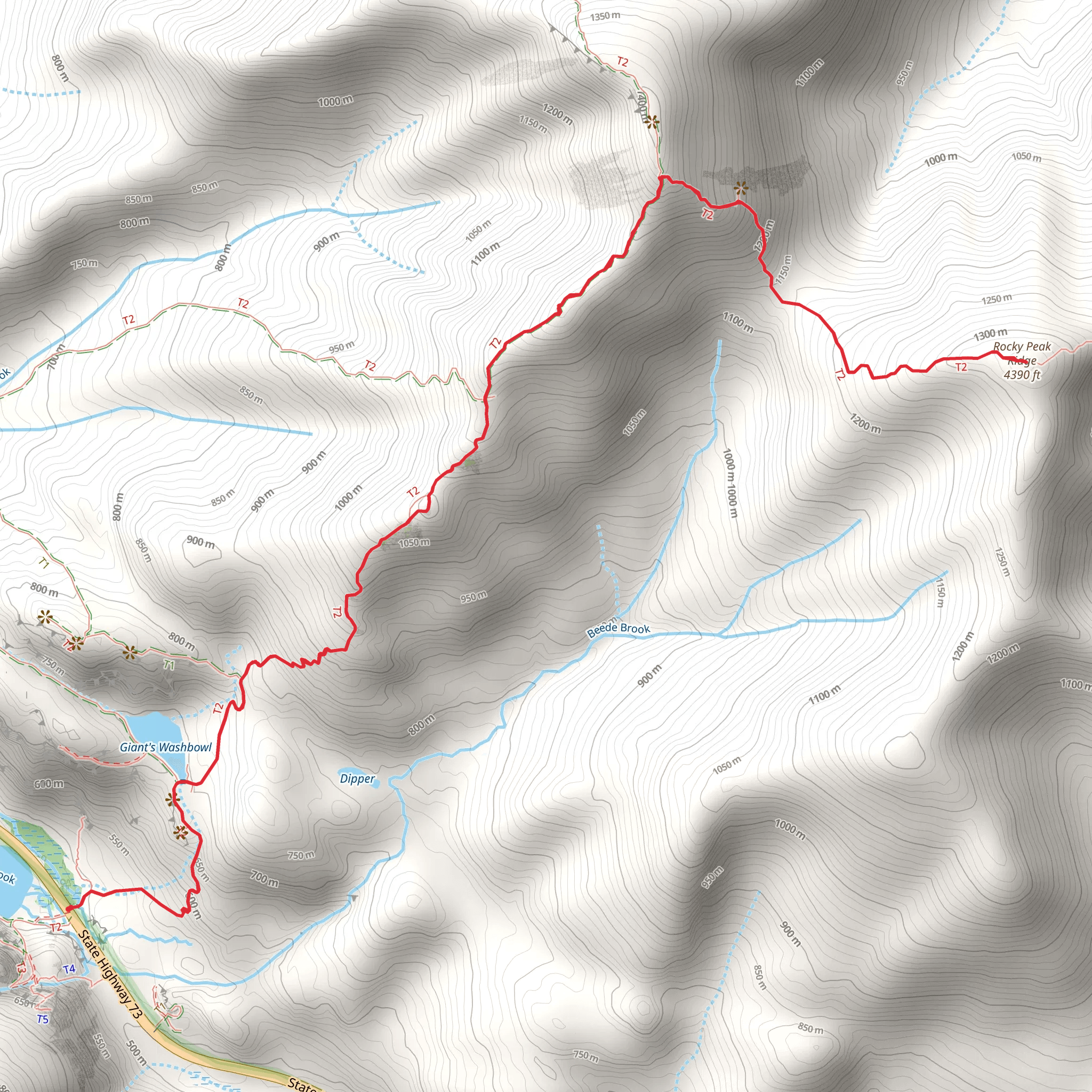 Giant Washbowl, Giant Mountain and Rocky Peak Ridge mobile static map