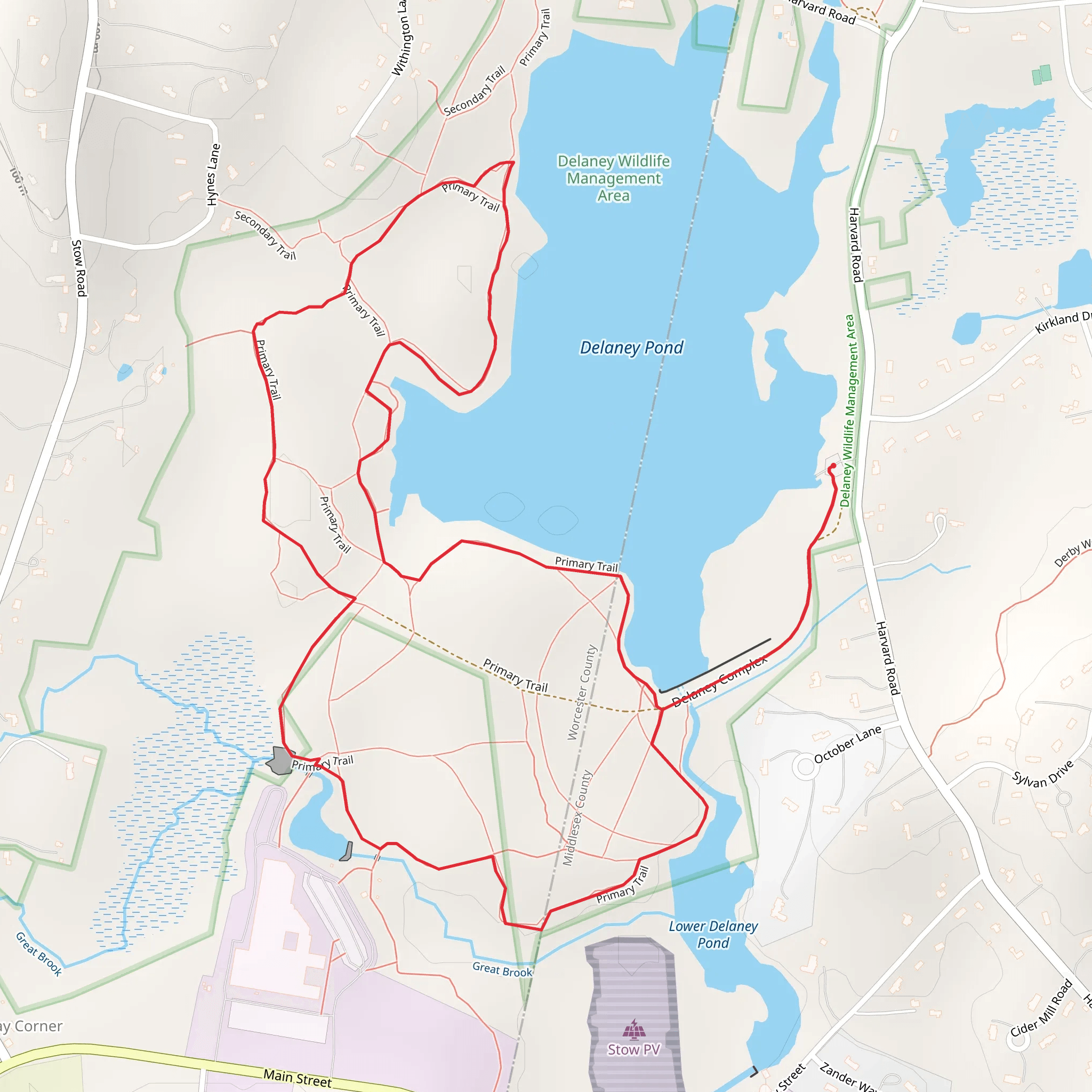 Delaney Pond Loop from Harvard Road mobile static map