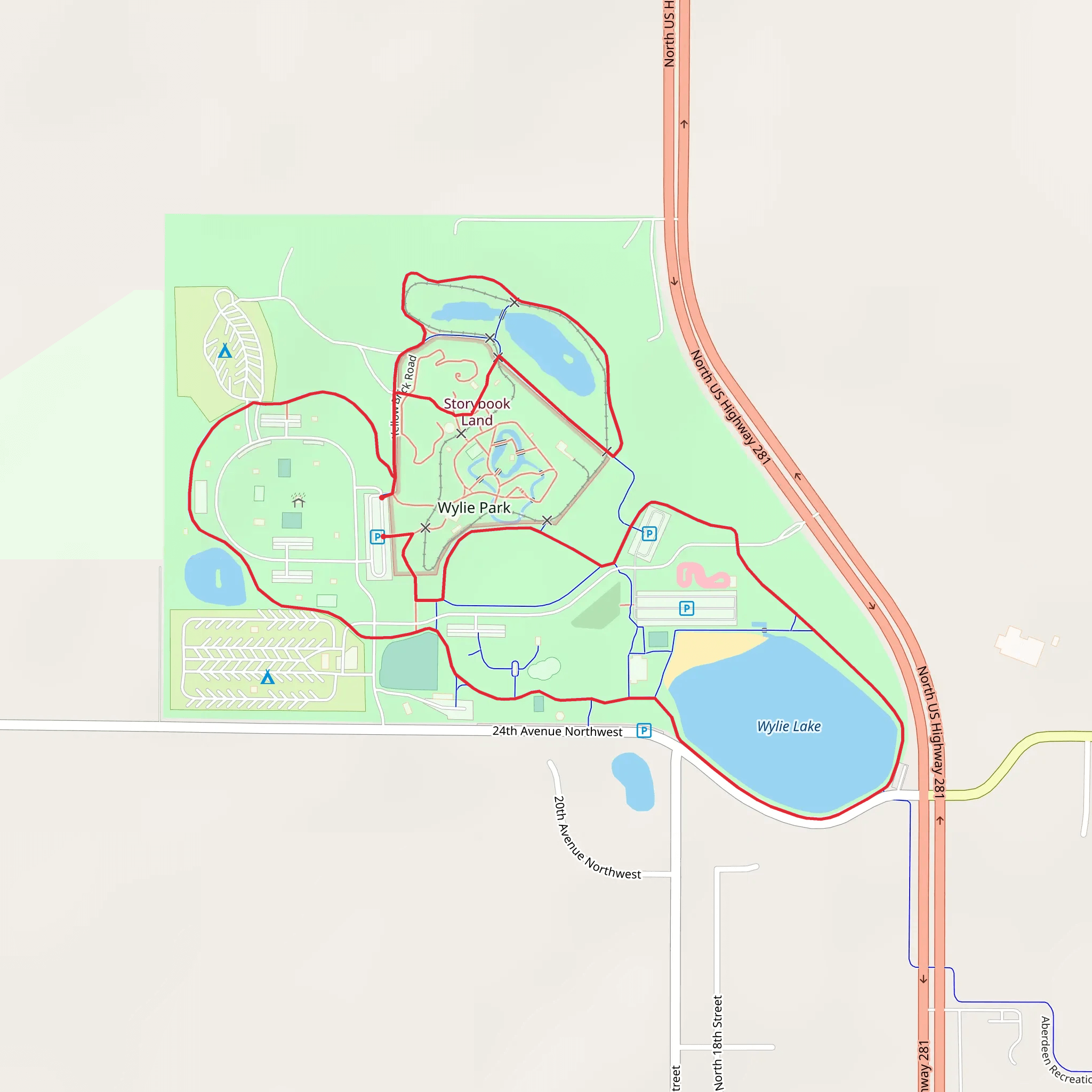 Wylie Lake and Wylie Park Loop mobile static map