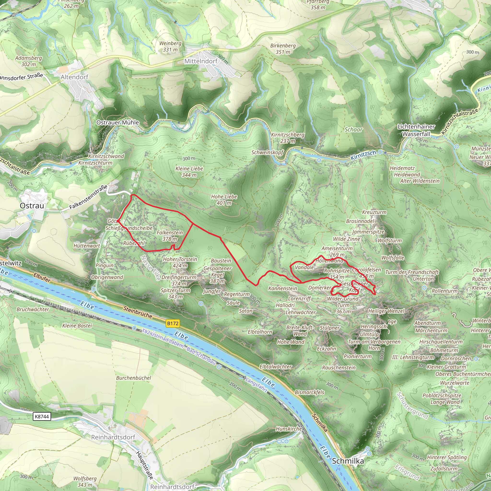 Schießgrund, Sandloch, Hoettweg and Wenzelweg Loop mobile static map