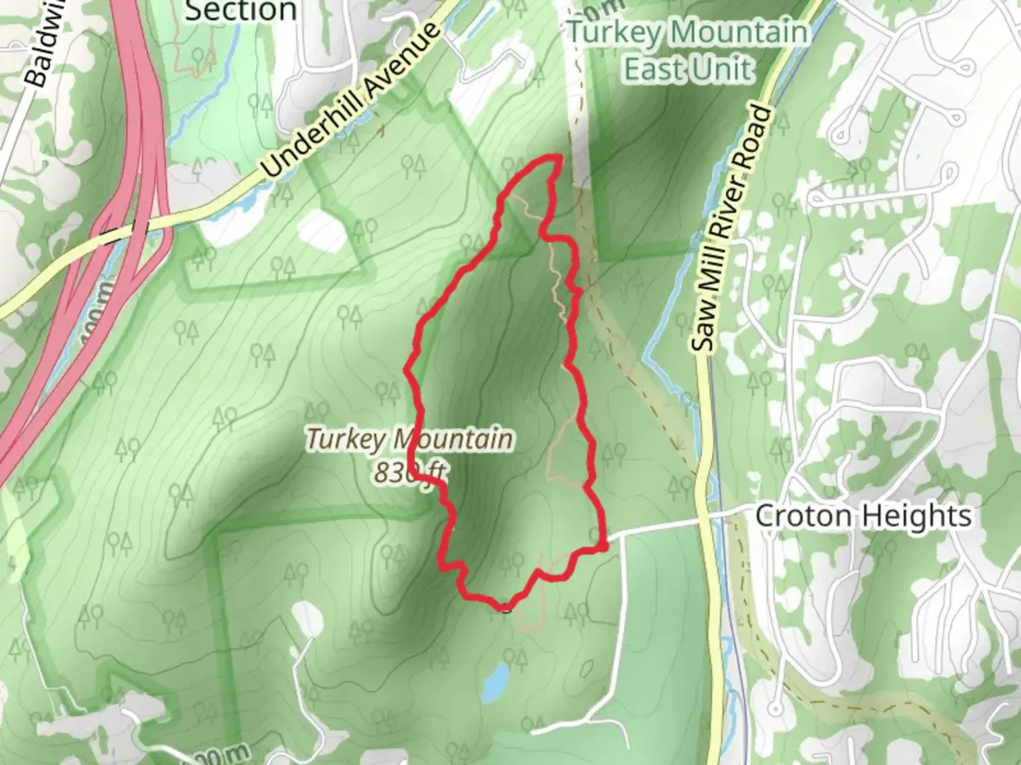 An image depicting the trail Turkey Mountain Loop Blue Trail and its surrounding area.