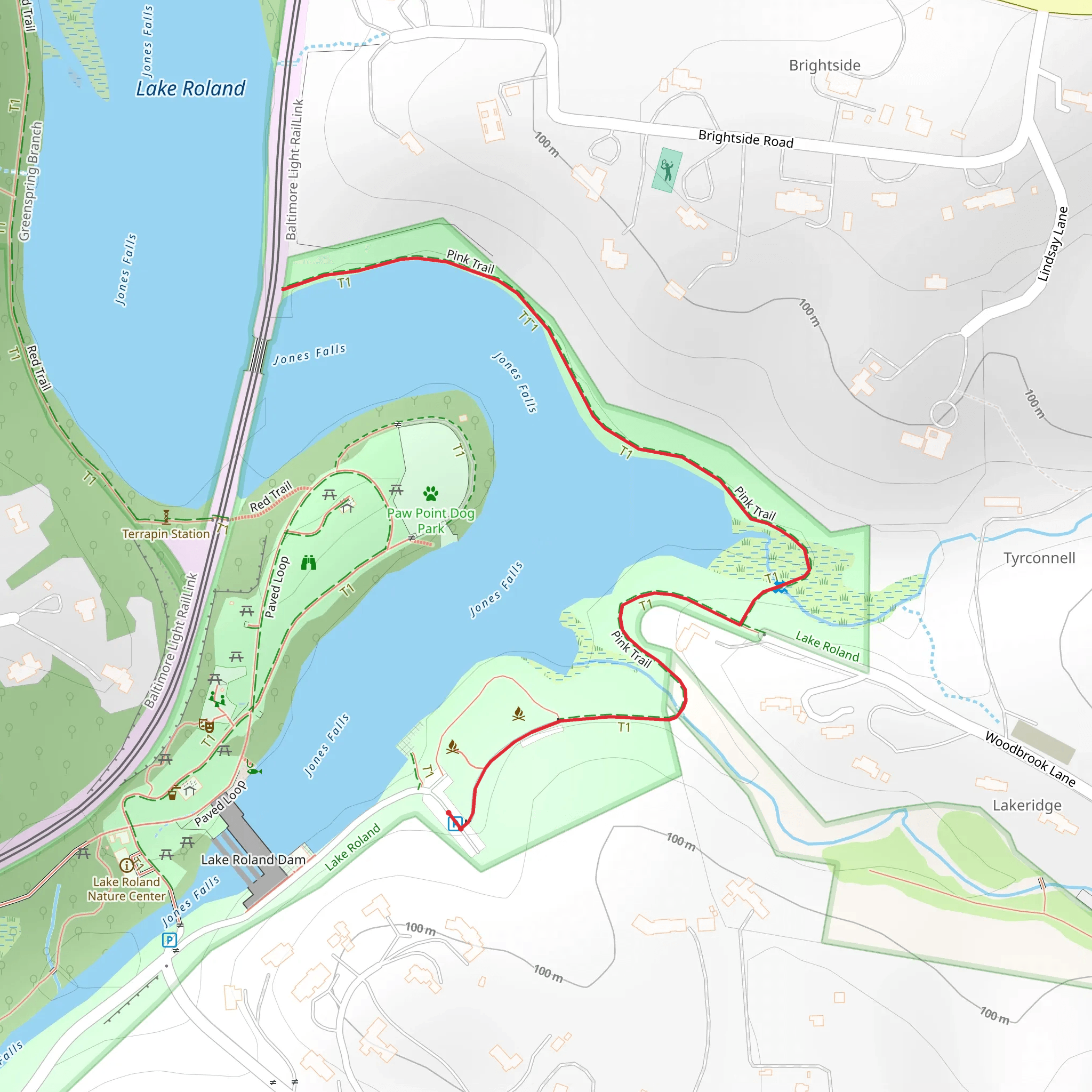 Jones Falls - Pink Trail mobile static map