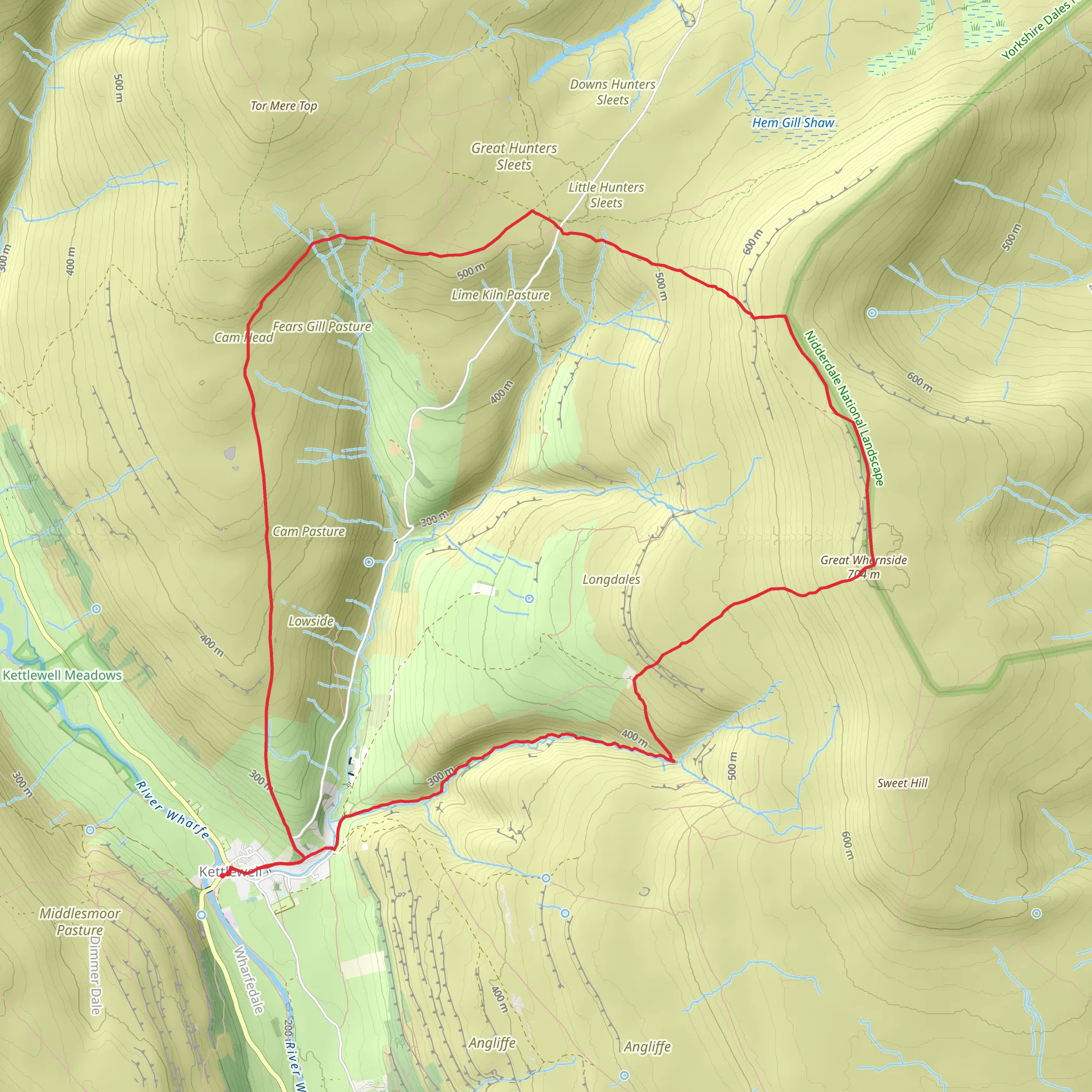Great Whernside from Kettlewell mobile static map