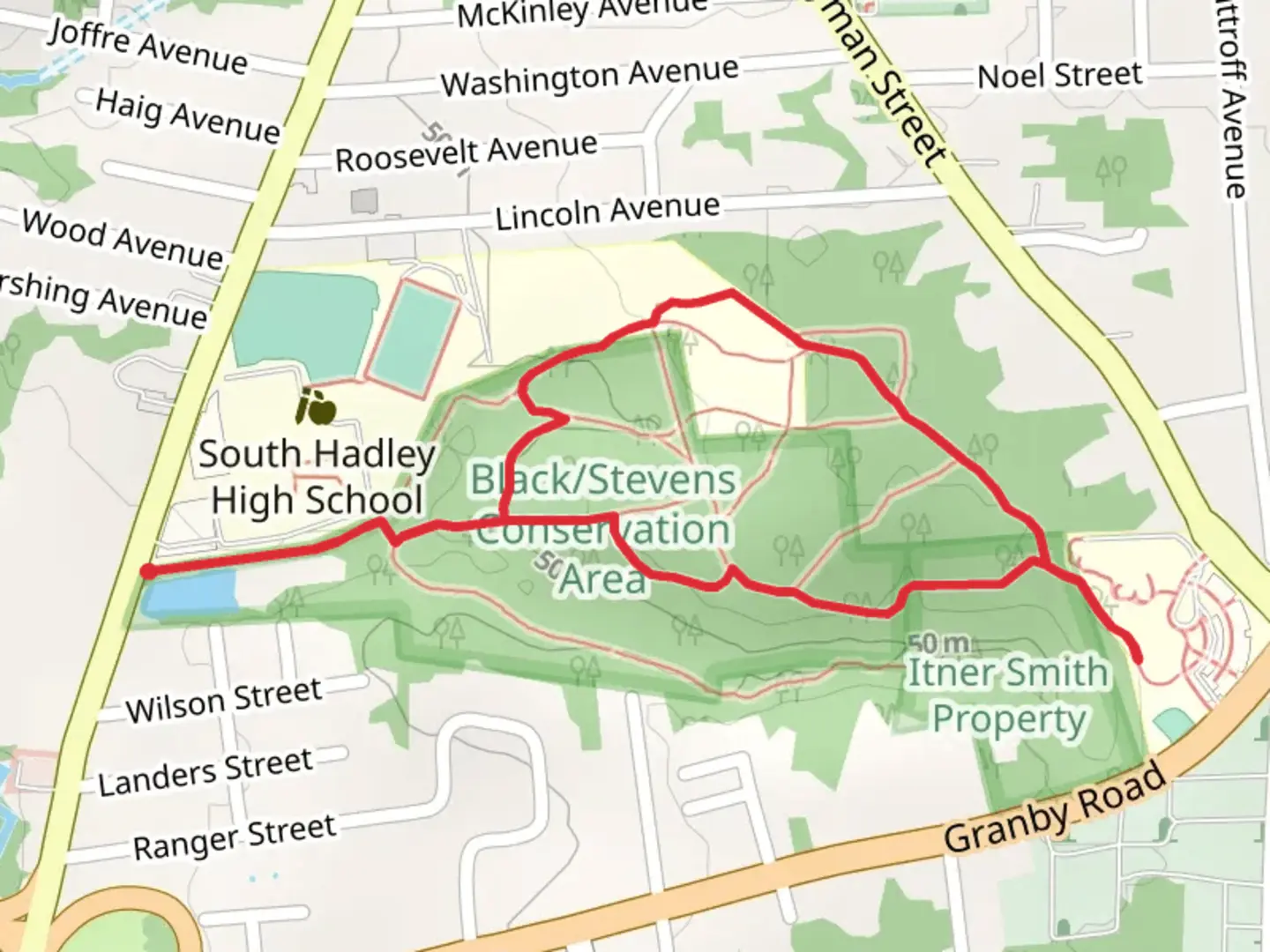 An image depicting the trail Newton Smith Brook Loop and its surrounding area.