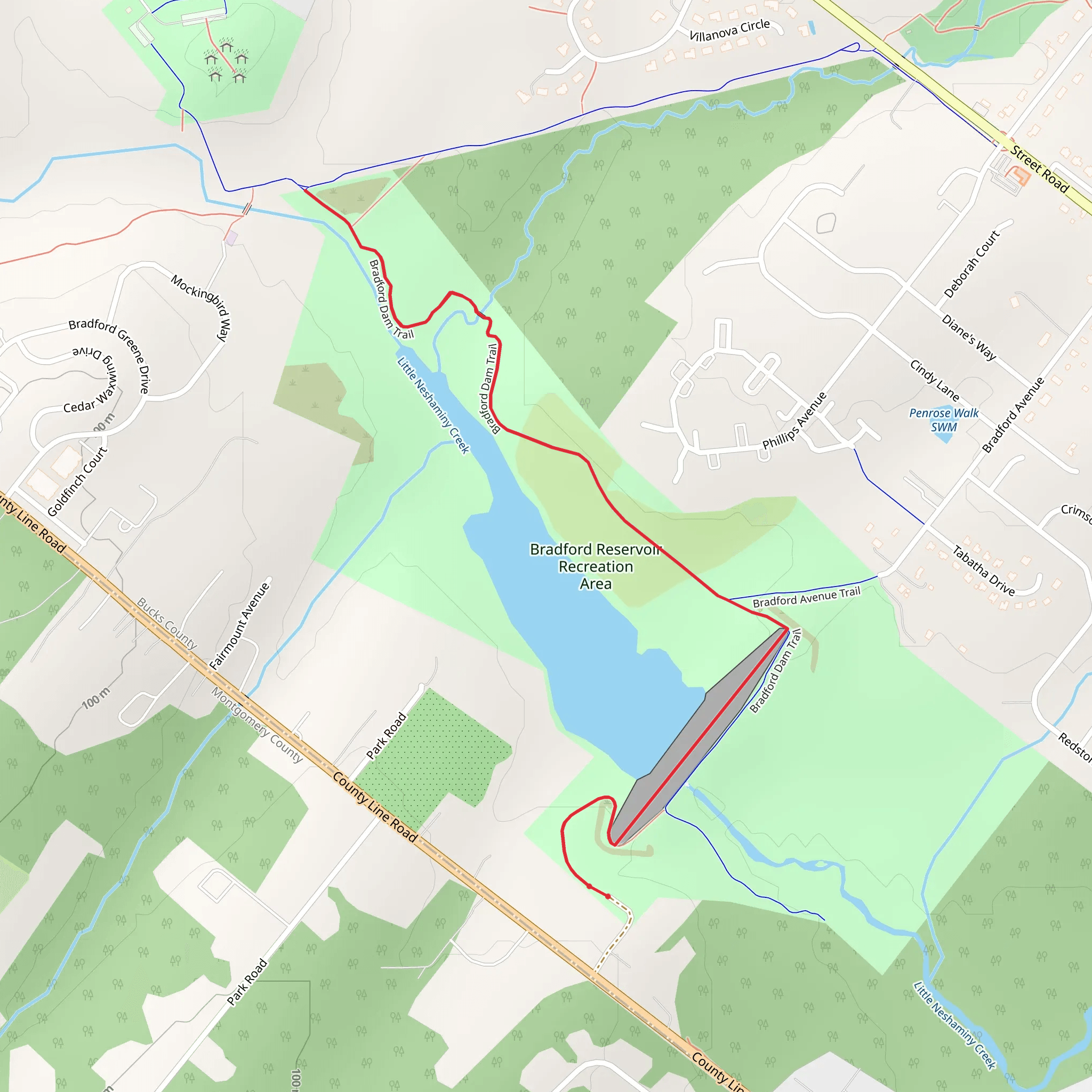 Bradford Reservoir from Bradford Road mobile static map