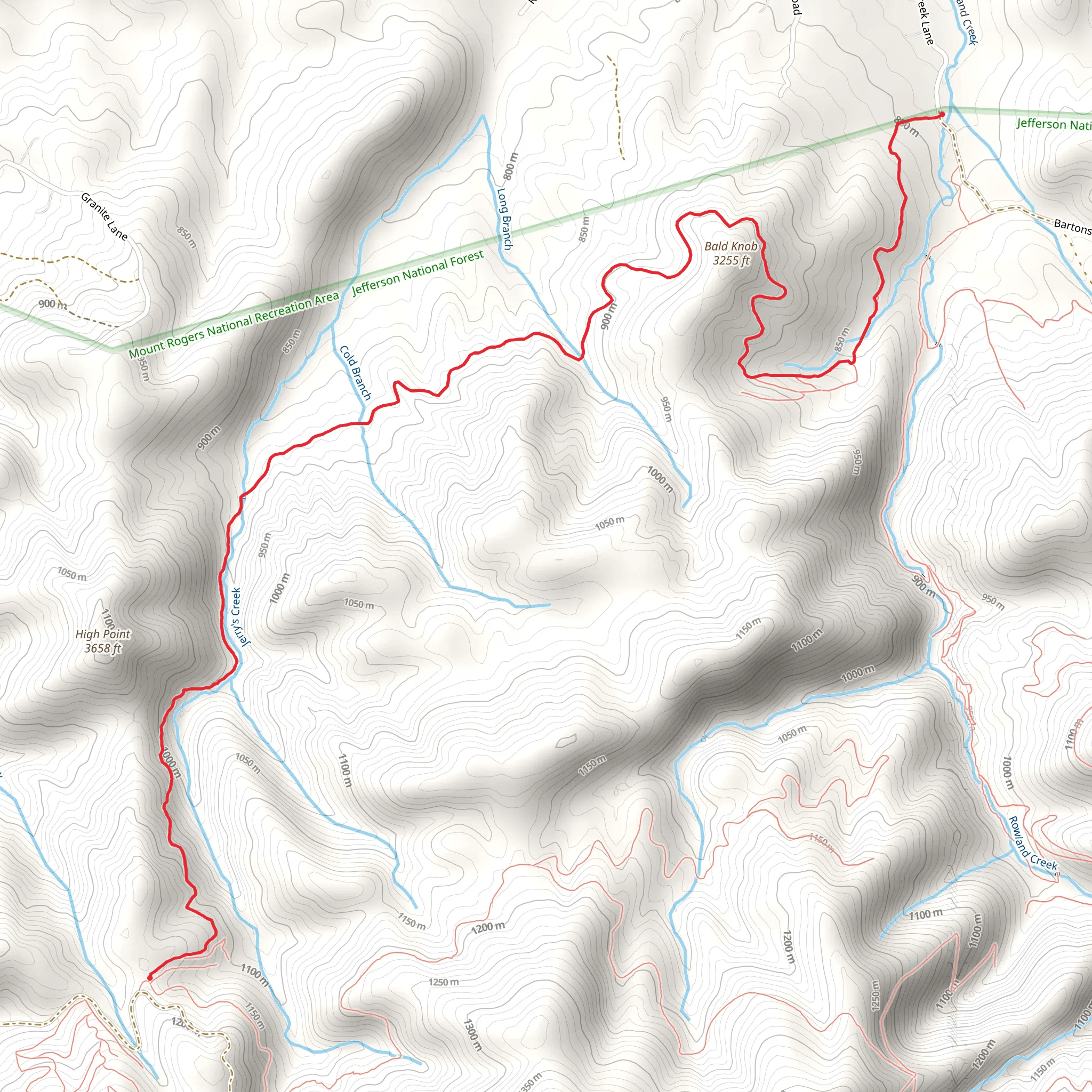 Jerrys Creek Trail mobile static map