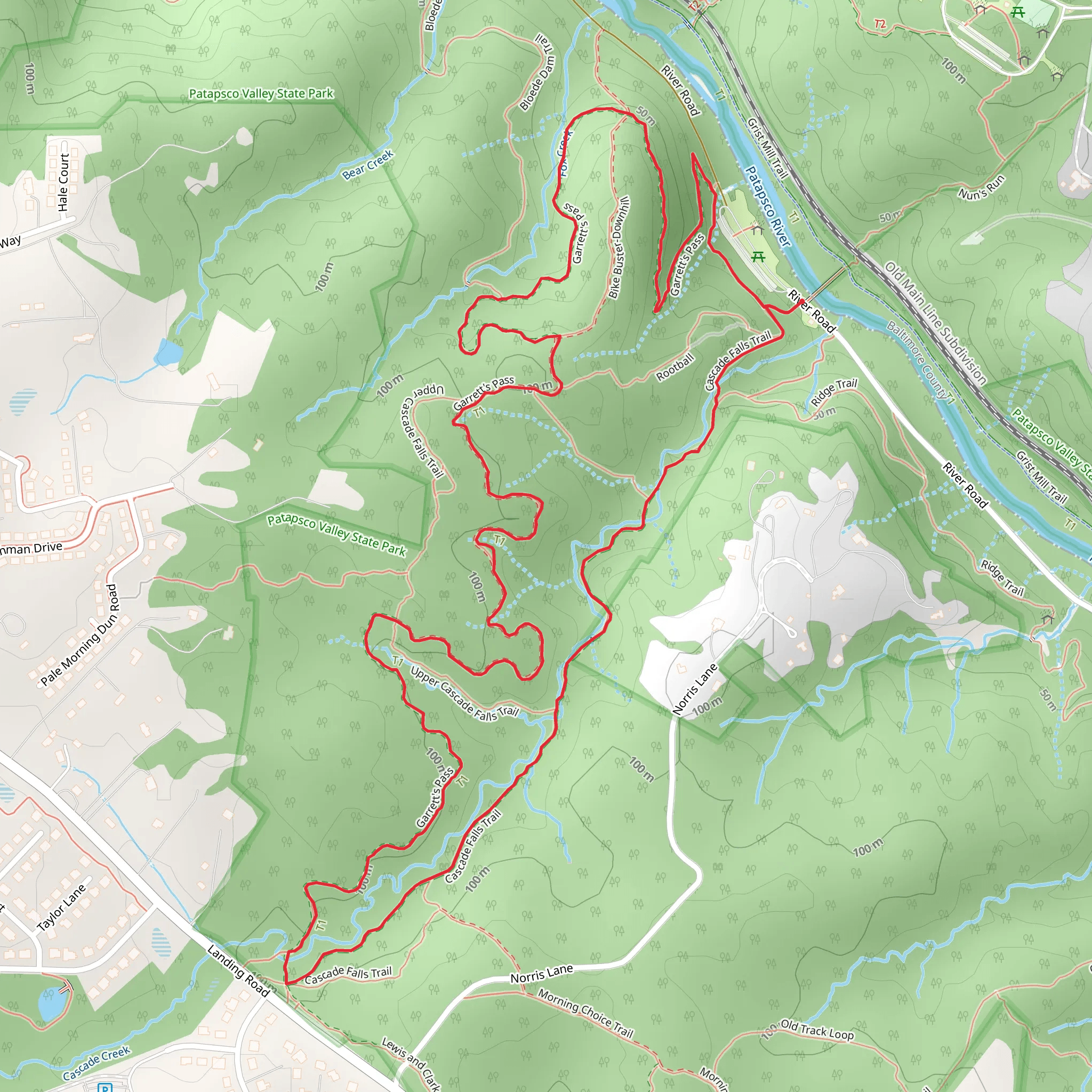 Garrett's Pass and Cascade Falls Loop Trail mobile static map