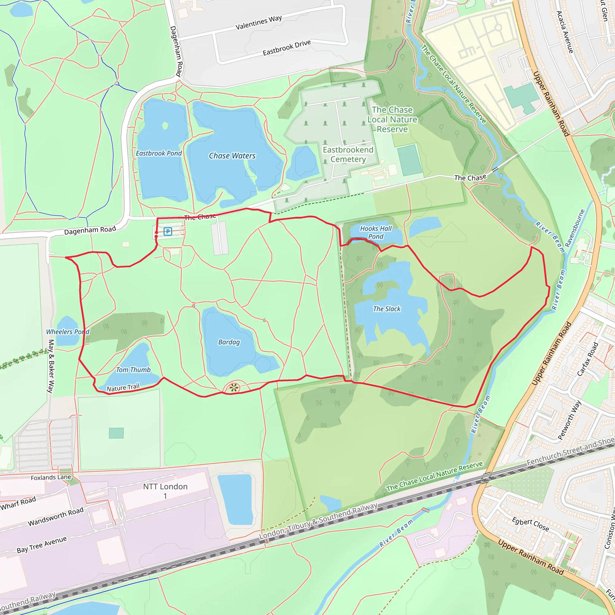 Eastbrookend Country Park and The Chase Local Nature Reserve Loop mobile static map