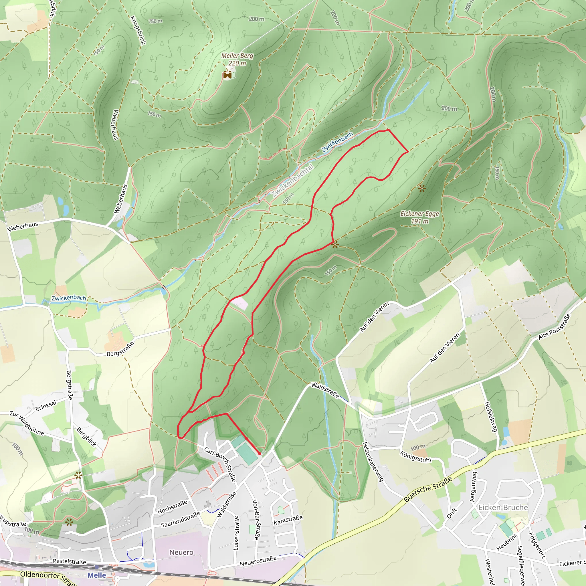 Meller Berg Short Loop mobile static map