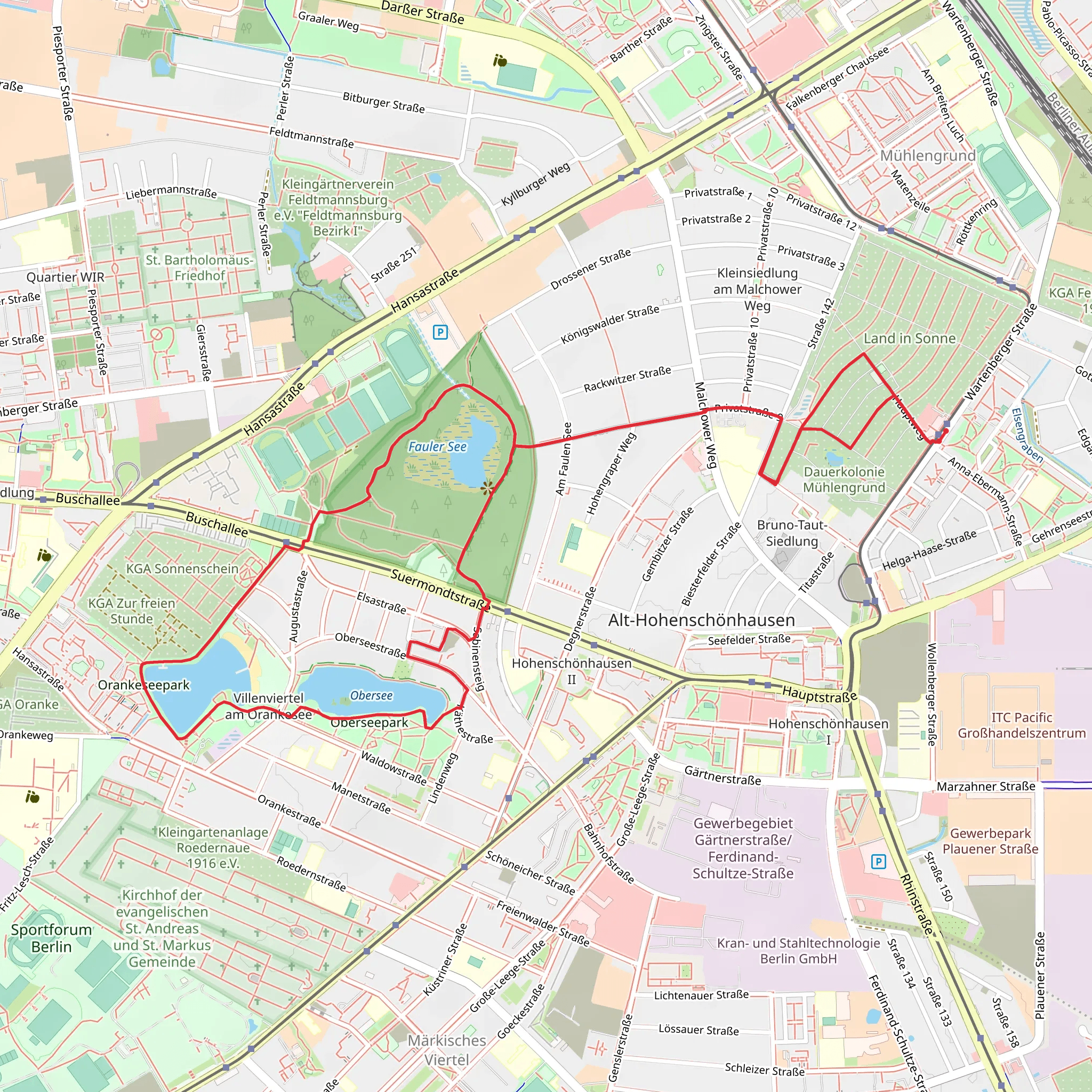 Orankesee and Obersee Loop mobile static map
