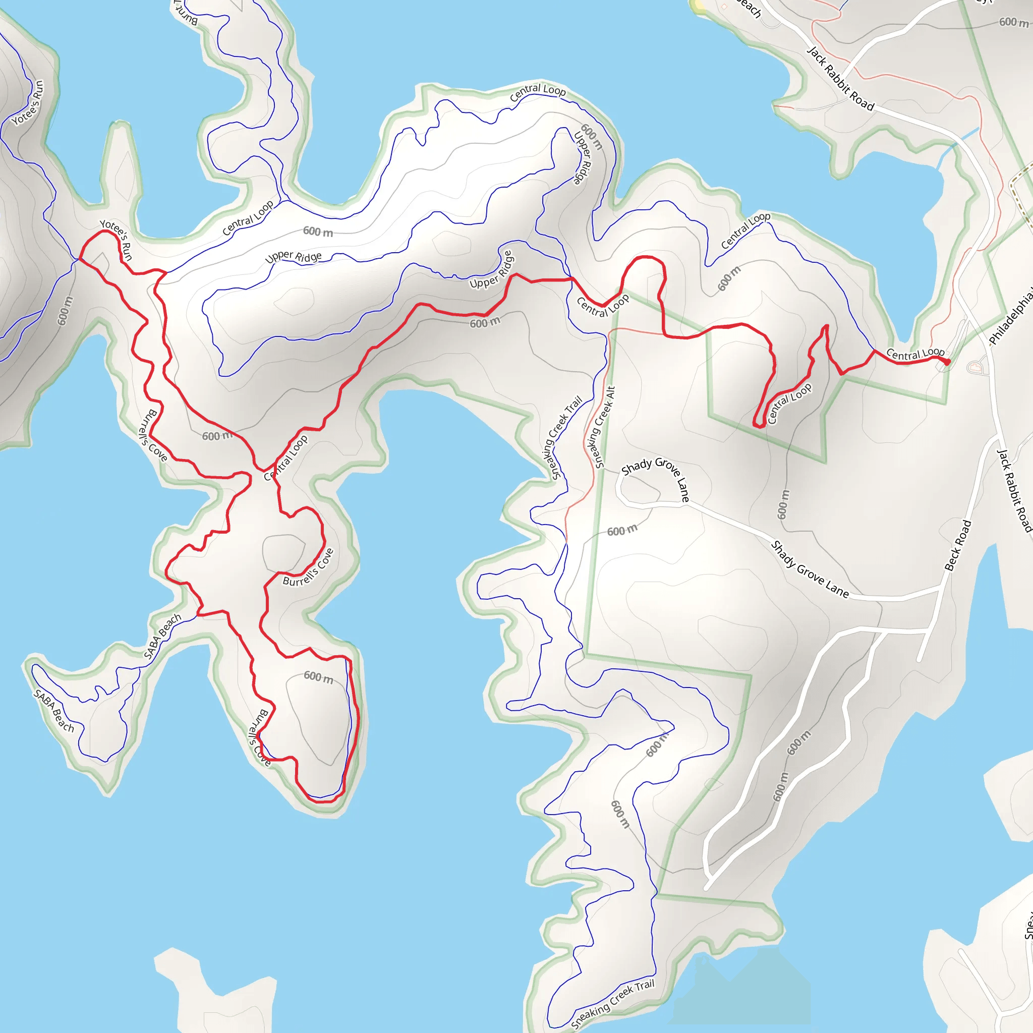 Burrell Cove Trail via Central Loop Trail mobile static map