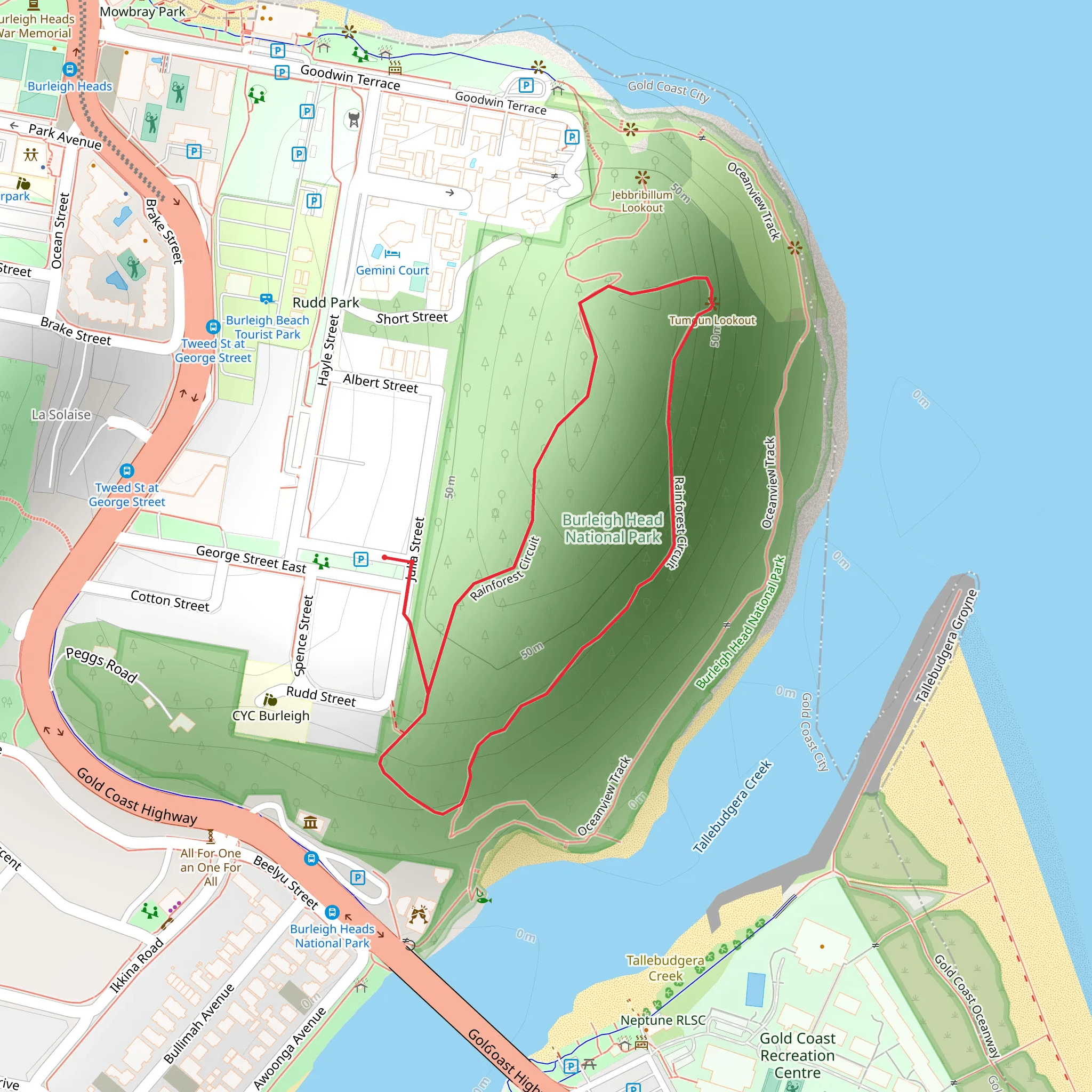 Rainforest Circuit Walk - Tumgun Lookout mobile static map