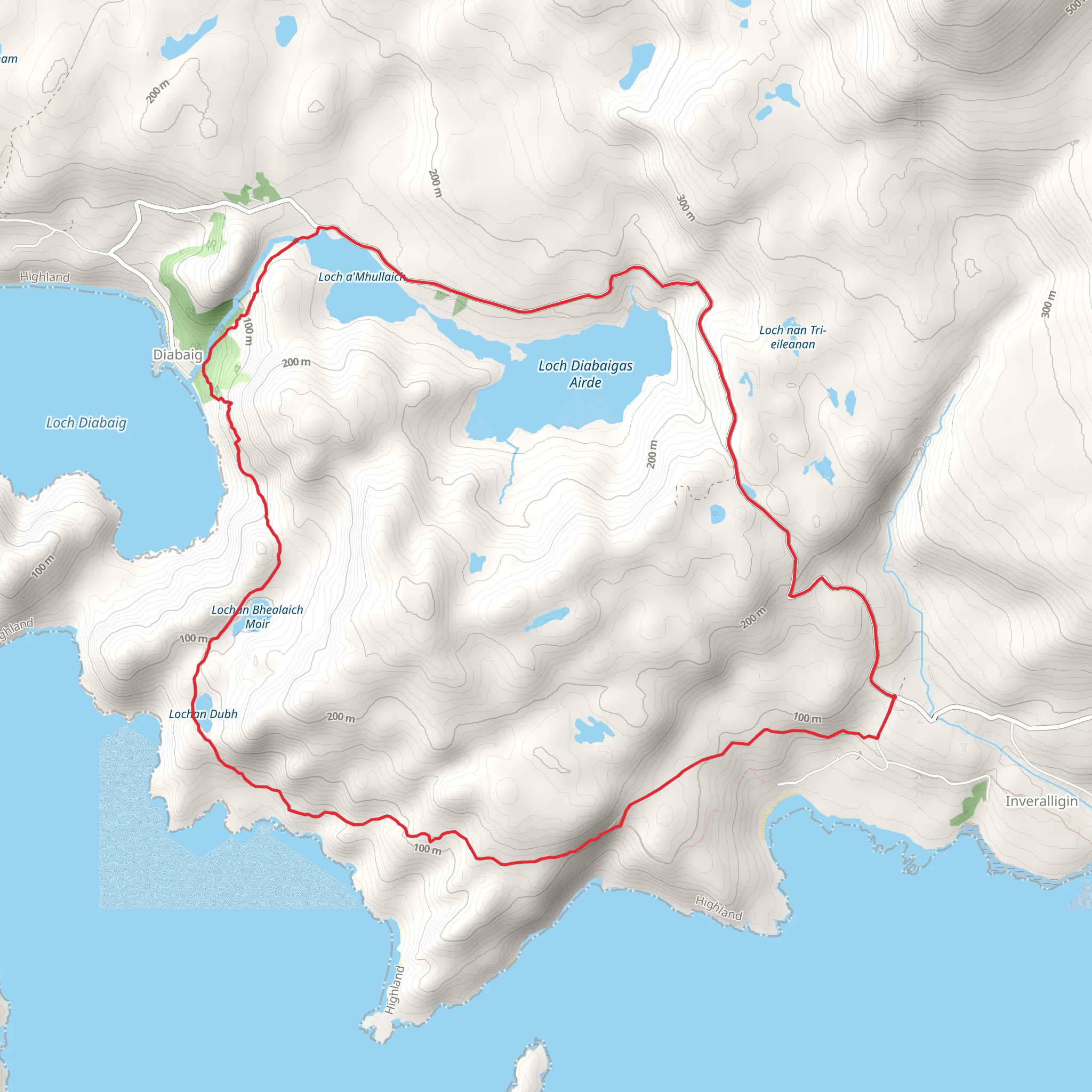 Wester Alligin and Loch Diabaigas Airde to Diabaig Loop mobile static map
