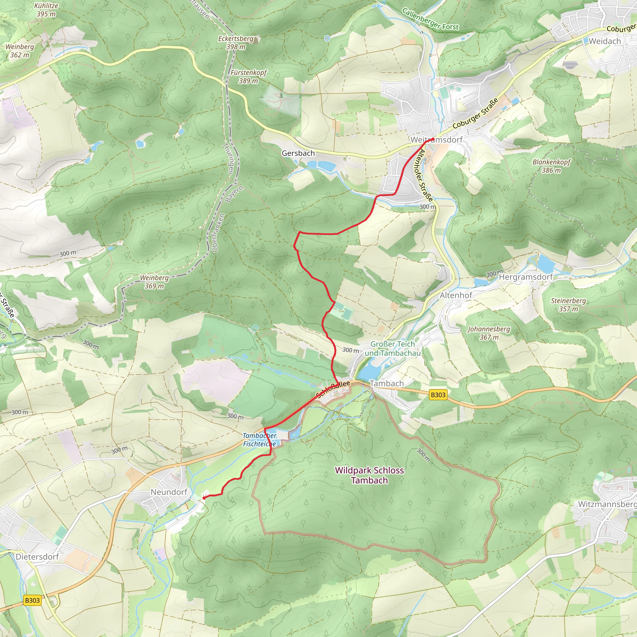 Tambacher Fischteiche via Saar Schlesien Weg mobile static map