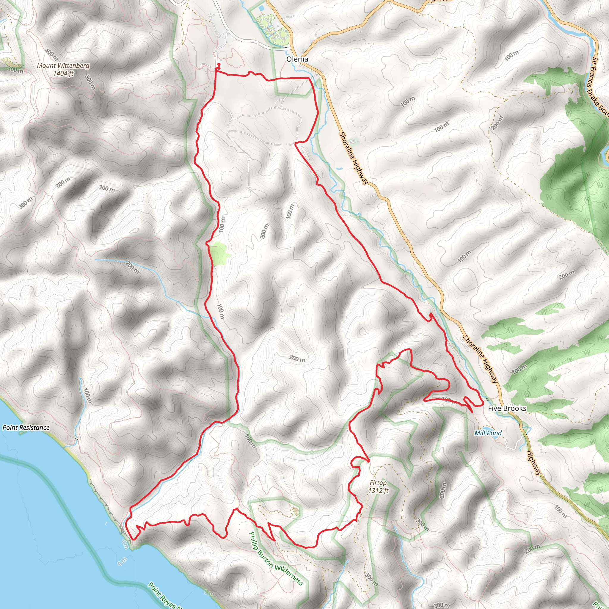Bear Valley Creek and Coast Creek and Rift Zone Loop mobile static map