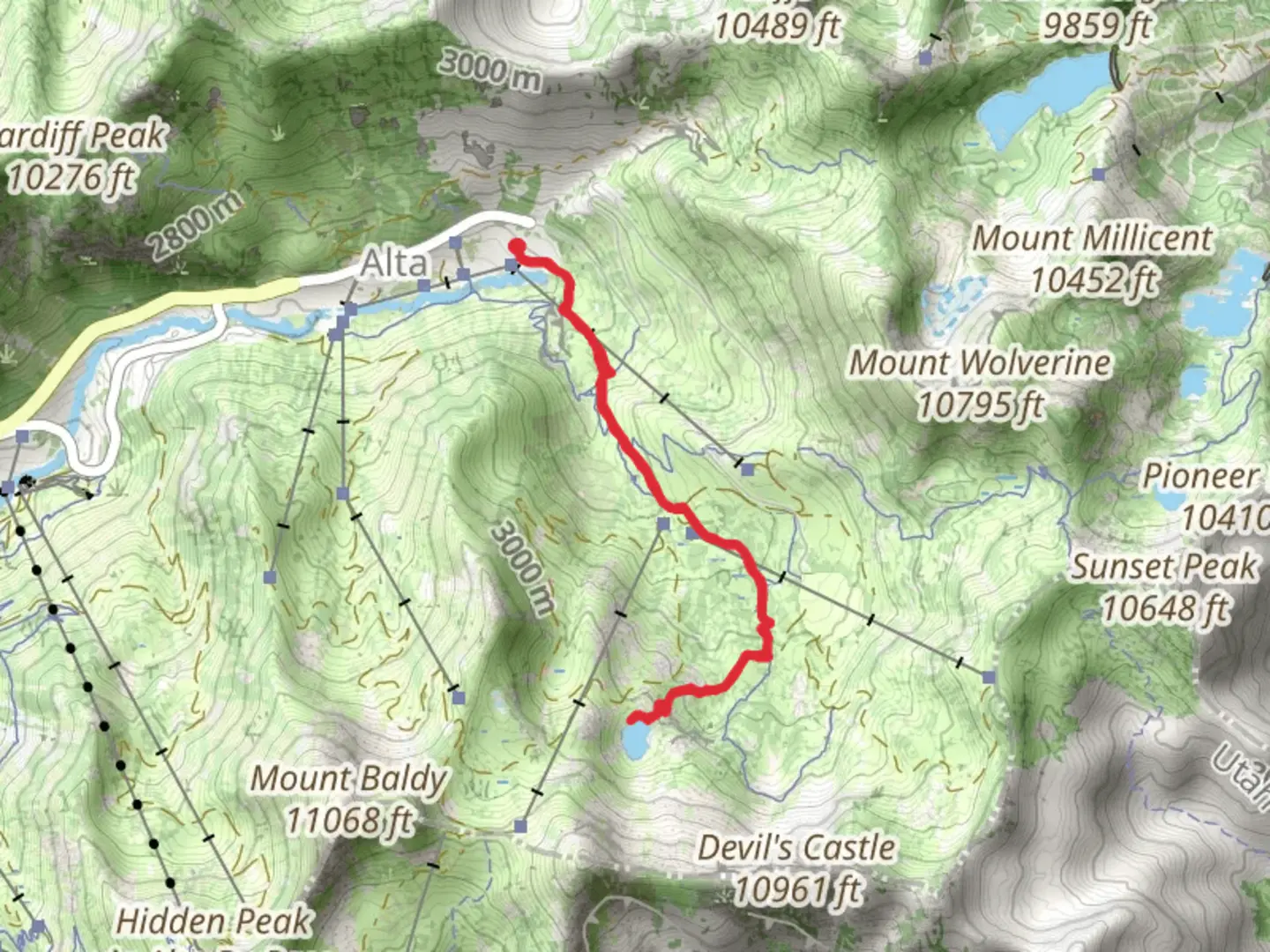 An image depicting the trail Cecret Lake Trail and Upper Albion Meadows Trail and its surrounding area.