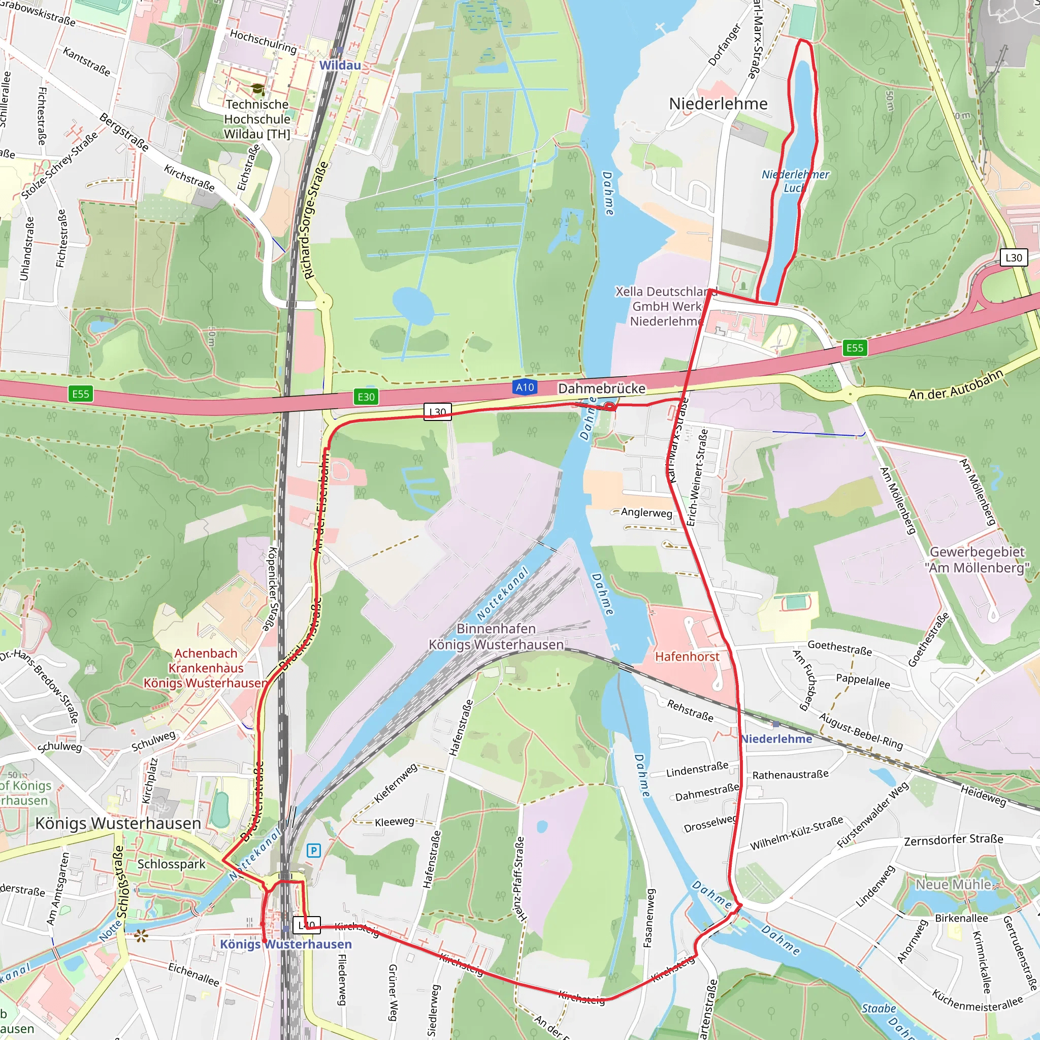Rundweg Klein Venedig and Niederlehmer Luch mobile static map