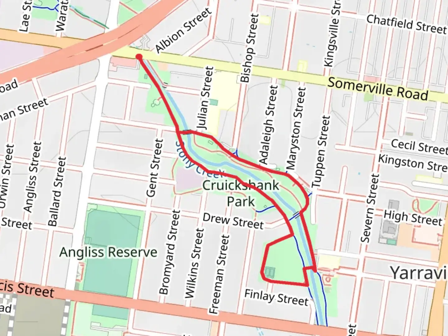 An image depicting the trail Cruickshank Park Loop Track and its surrounding area.
