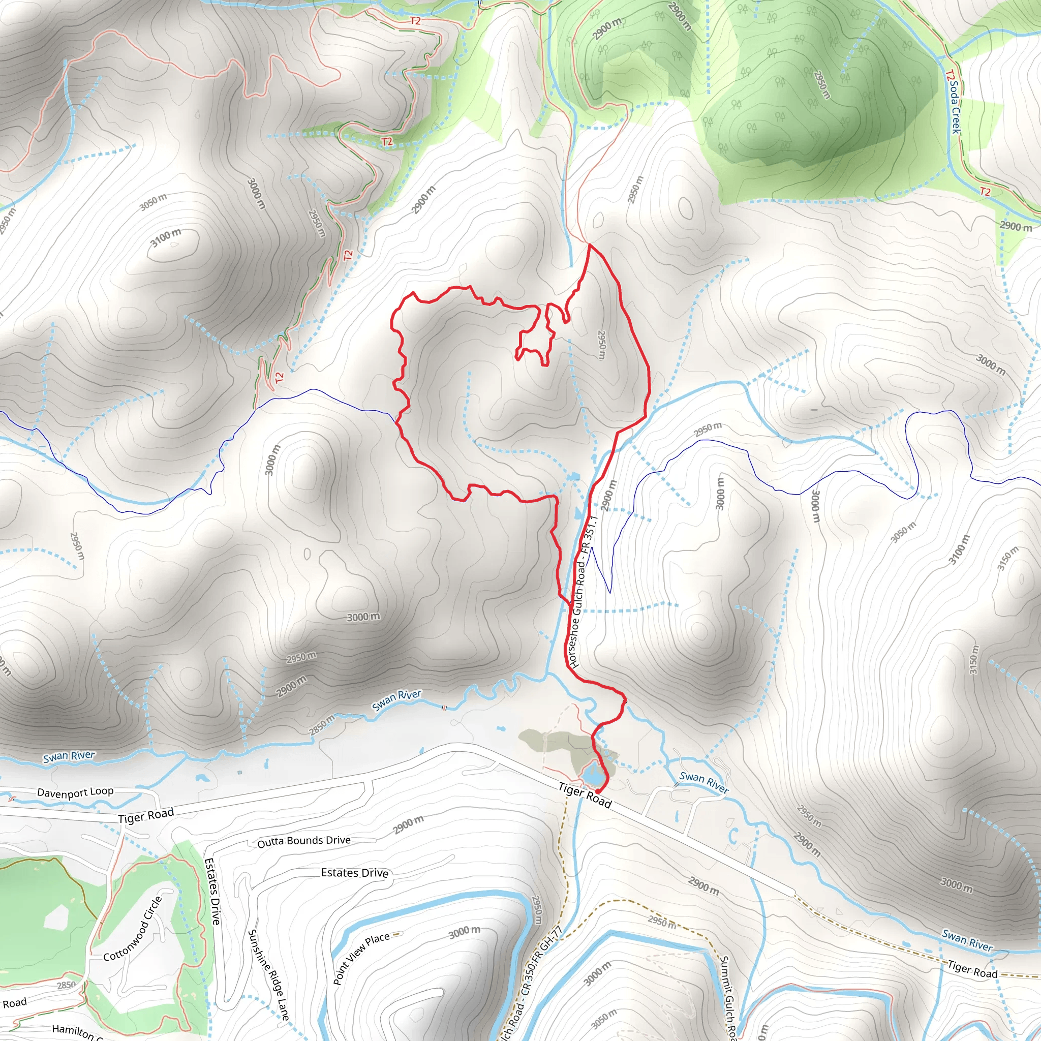 Horseshoe Gulch and Blair Witch Loop Trail mobile static map