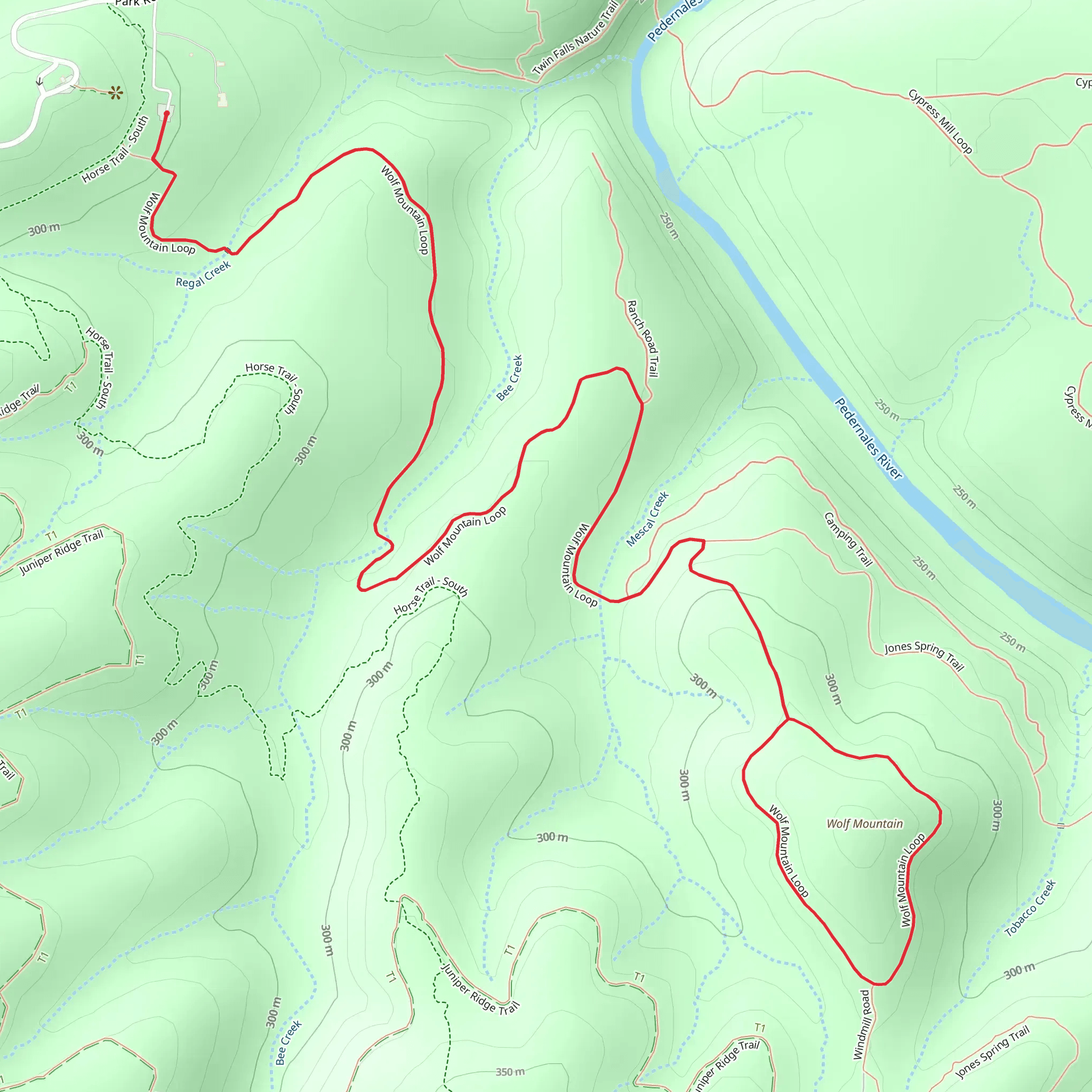 Wolf Mountain - Pedernales Falls State Park Loop mobile static map
