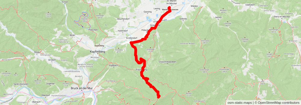 Kurzvariante BergZeitReise Bruck an der Mur - Turnau - Hochschwab stage 2 Map