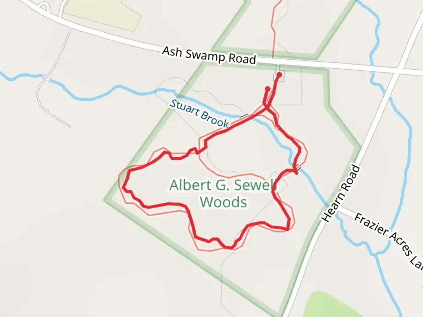 An image depicting the trail Stuart Brook Loop from Swamp Road and its surrounding area.