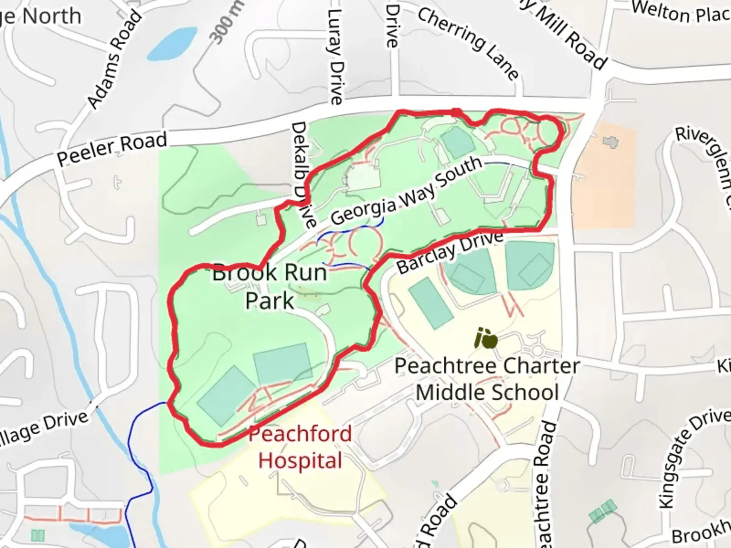 An image depicting the trail Brook Run Park Loop and its surrounding area.