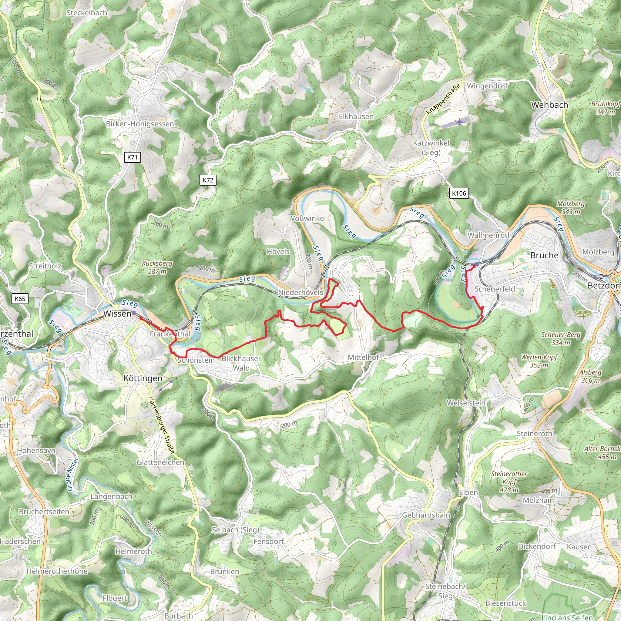 Wissen to Scheuerfeld Walk mobile static map
