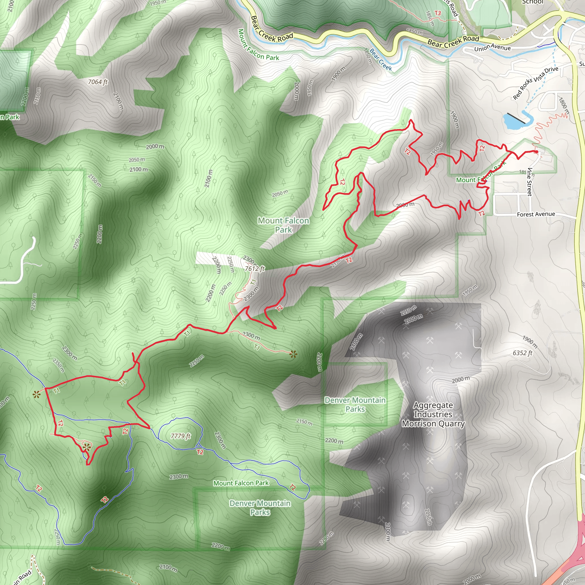 Castle, Mount Falcon and Turkey Trot Loop Trail mobile static map