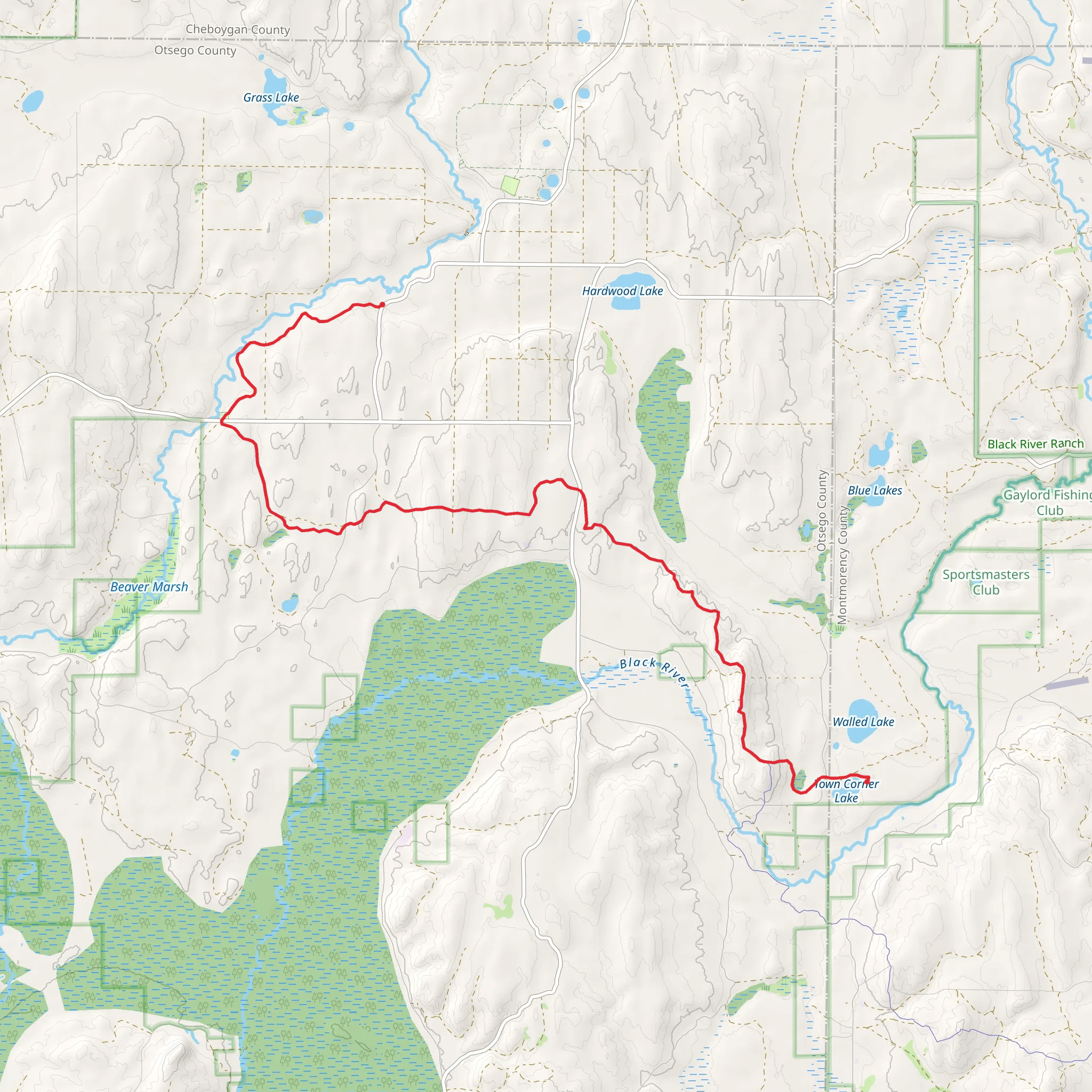 Shingle Mill Pathway to Town Corner Lake mobile static map