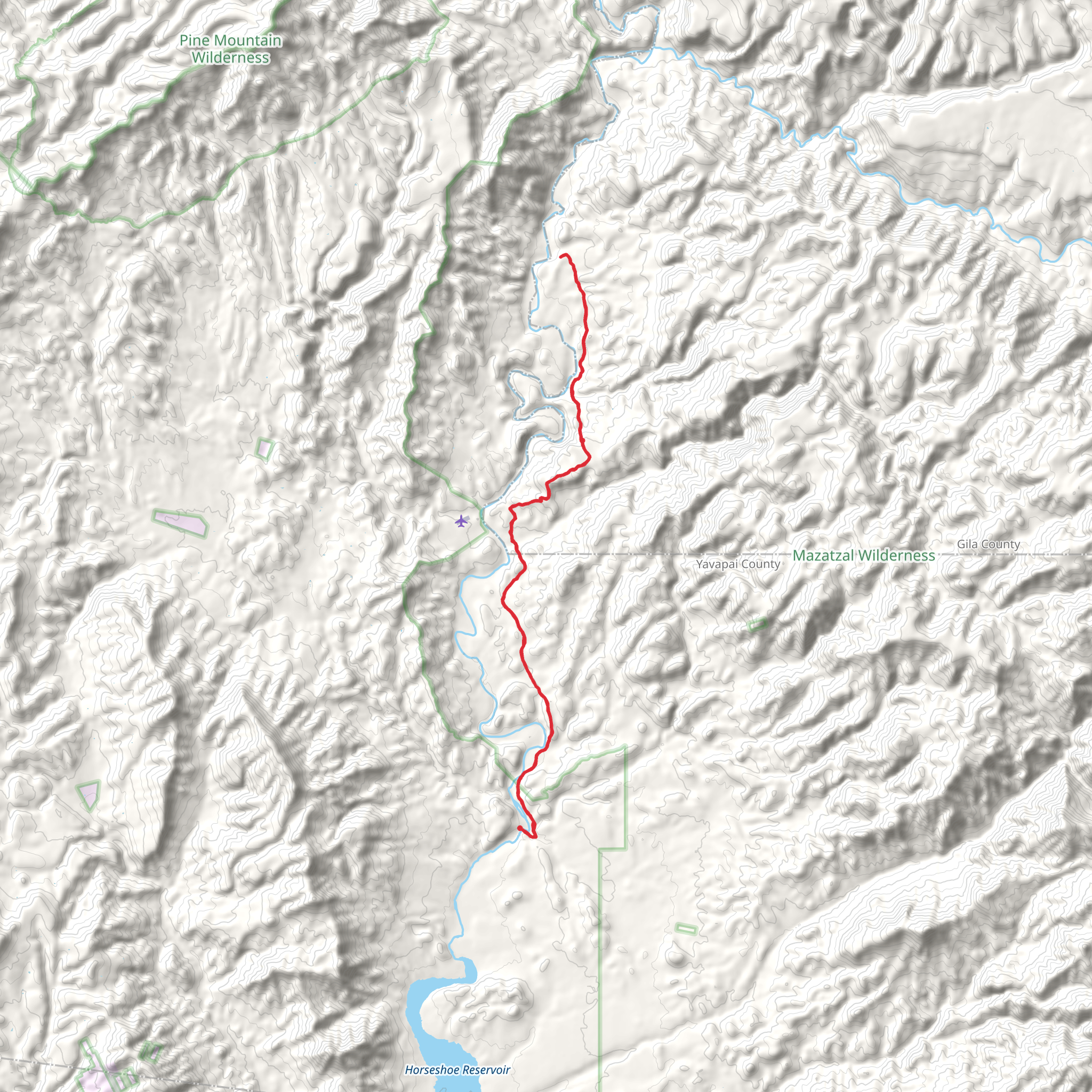 Highwater Trail via Verde River Trail mobile static map