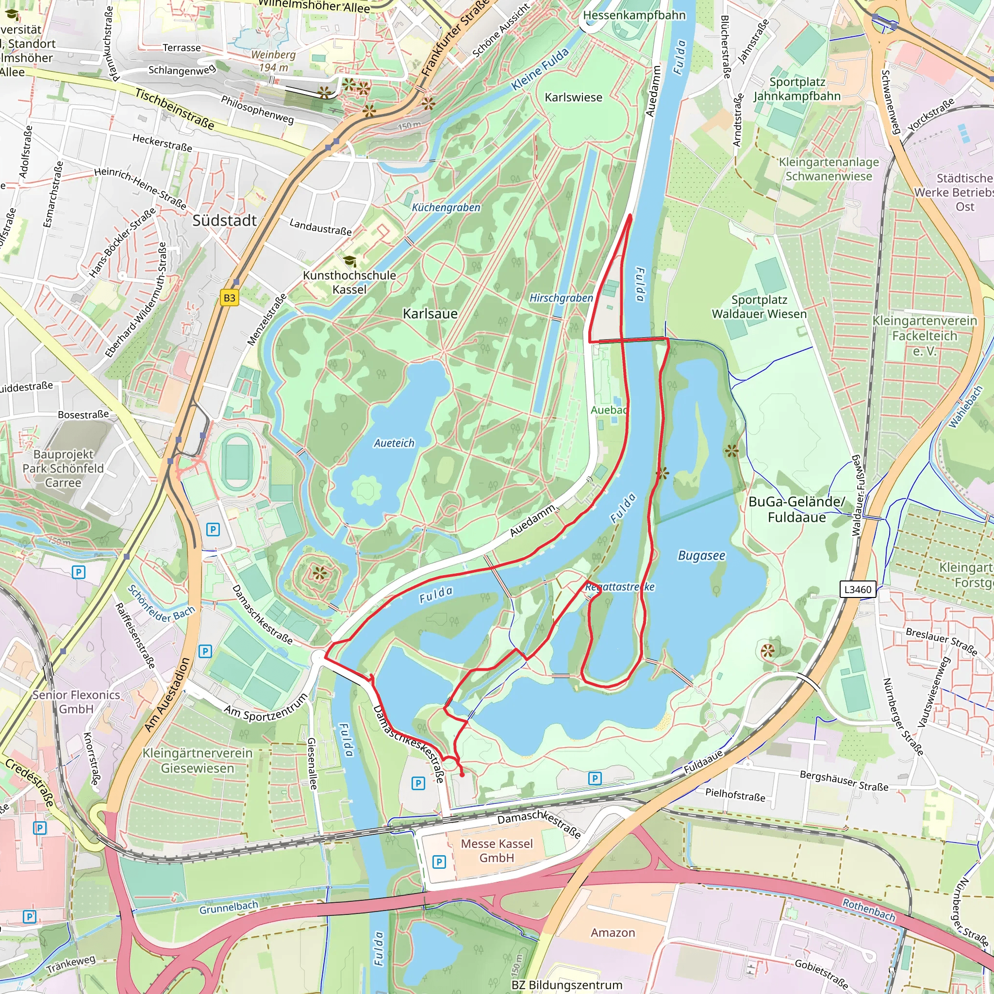 Regattastrecke and Fuldaaue Loop mobile static map