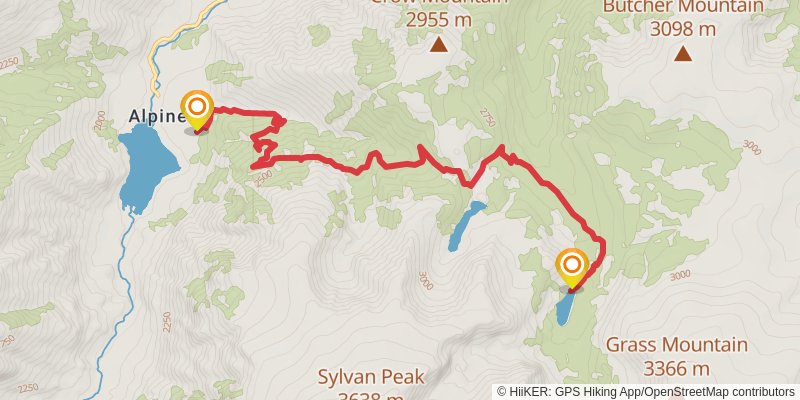 Crow Lake via Spread Creek Trail stage 2 Map